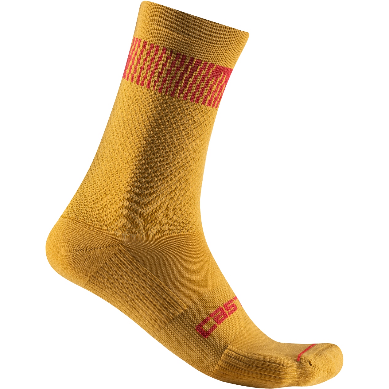 Picture of Castelli Unlimited 18 Socks - goldenrod/rich red 755