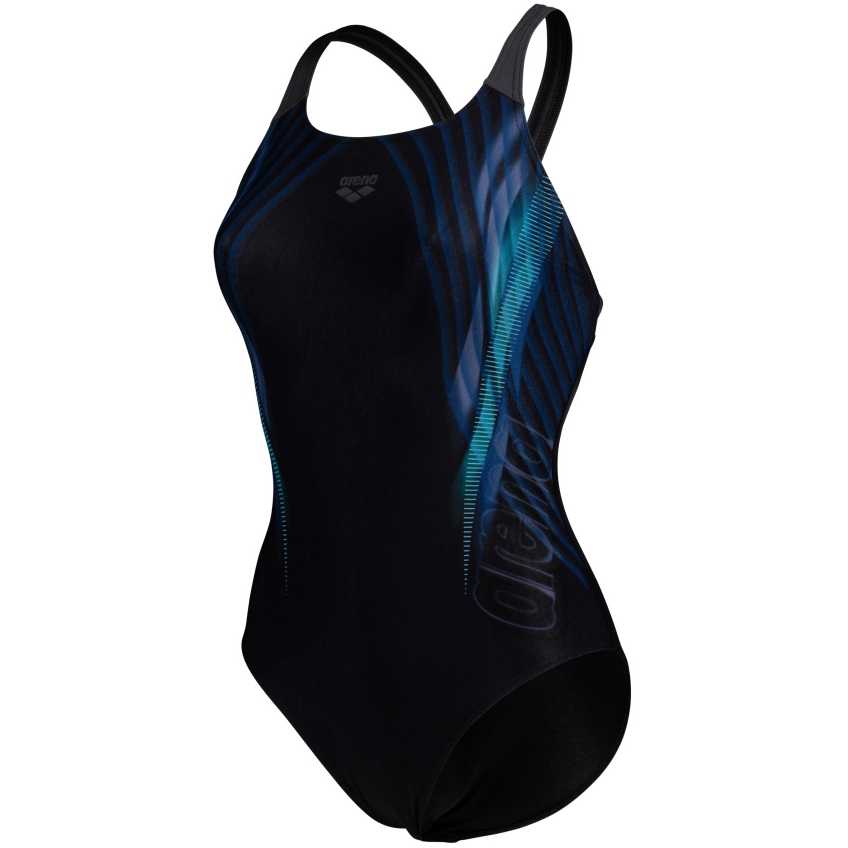 Image of arena Performance Underwater Swim Pro Back Swimsuit Women - Black Multi/Black/Grey Blue