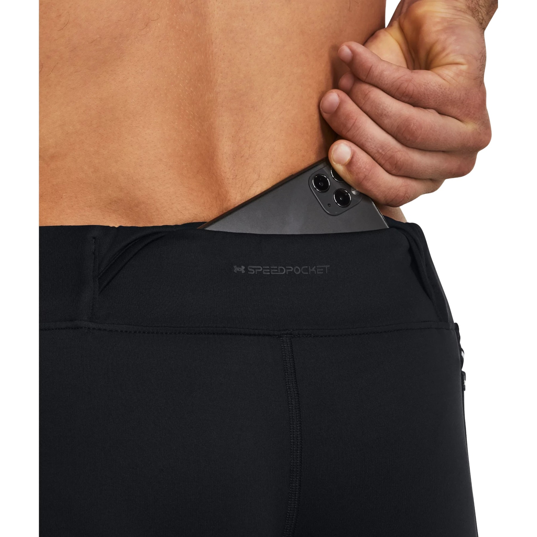UNDER ARMOUR Regular Workout Pants 'Speedpocket' in Black