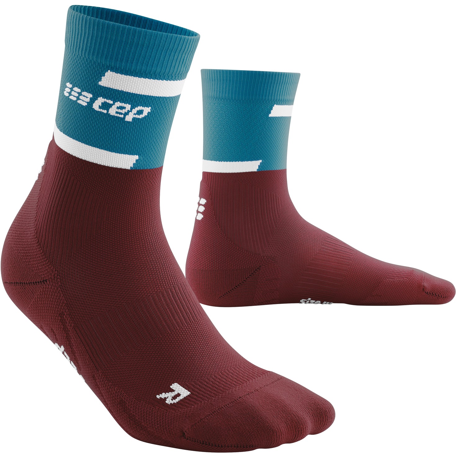 CEP The Run Mid Cut Compression Socks V4 Men - petrol/dark red