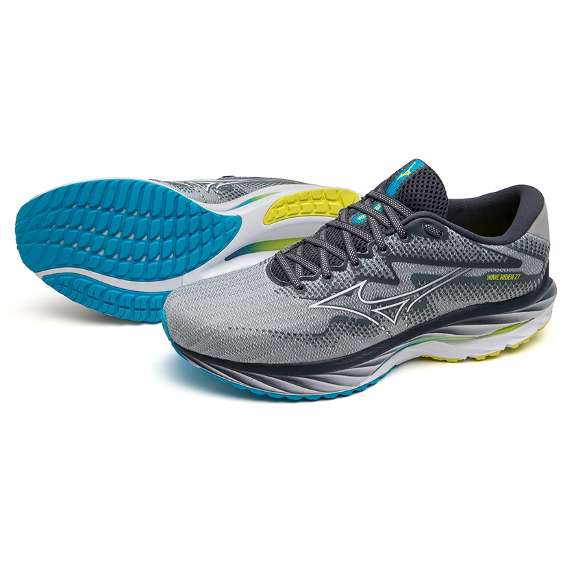 Picture of Mizuno Wave Rider 27 Running Shoes Men - Pearl Blue / White / Bolt 2
