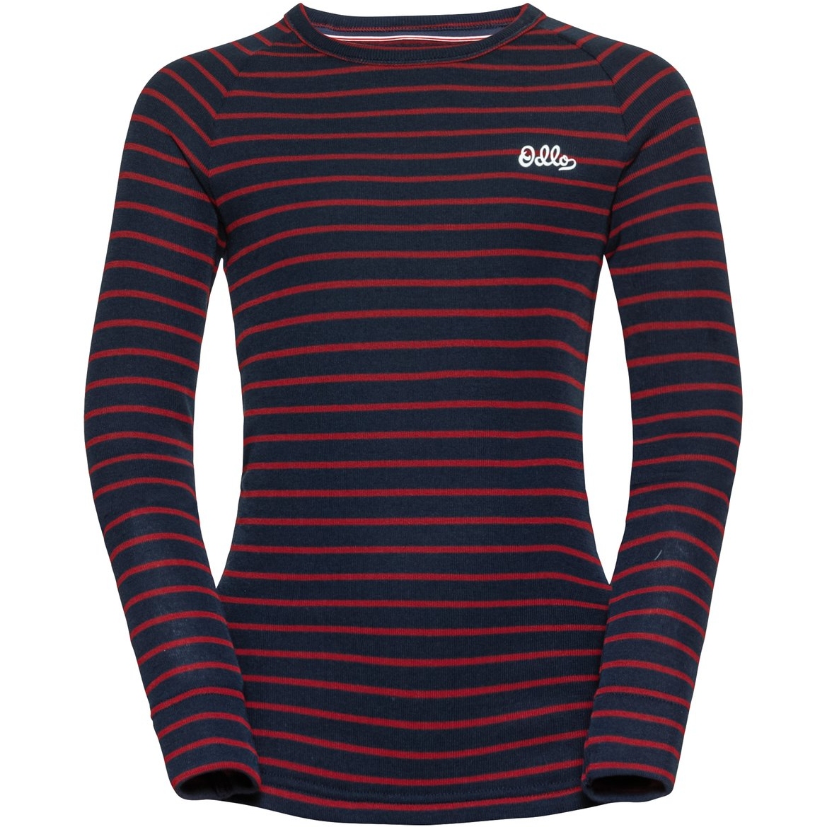 Picture of Odlo Active Warm Originals Stripes Long-Sleeve Base Layer Top Kids - dark sapphire - sundried tomato
