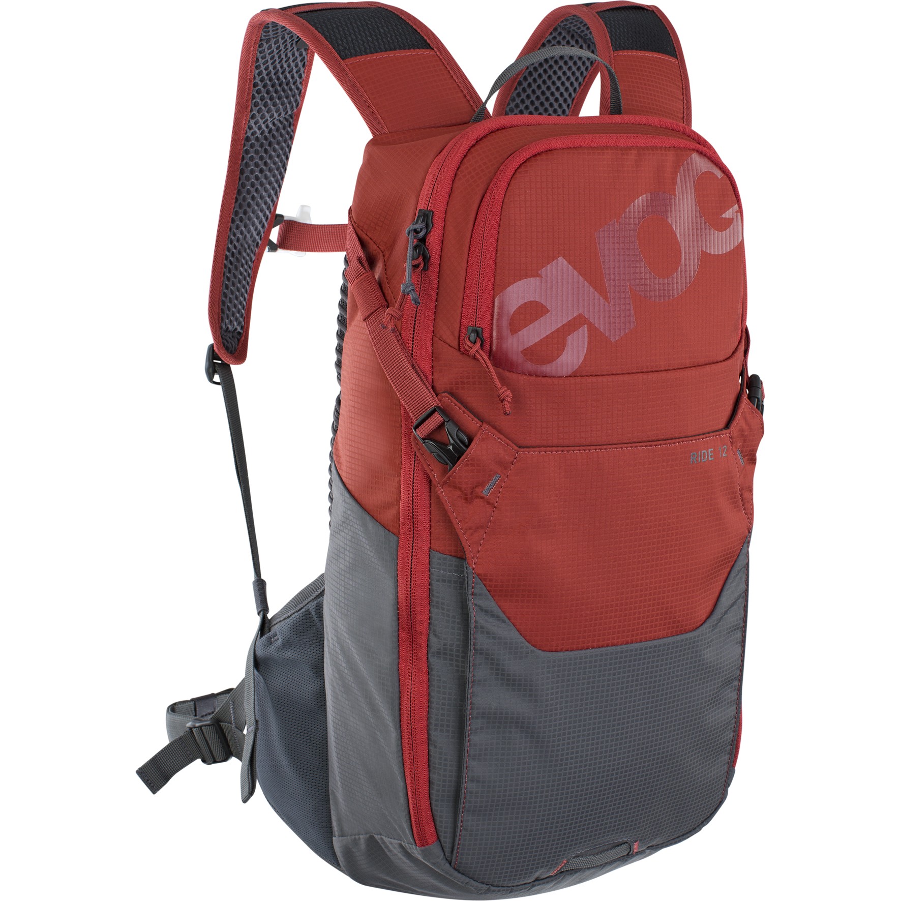 Image of EVOC Ride 12L Backpack + 2L Hydration Bladder - Chili Red/Carbon Grey