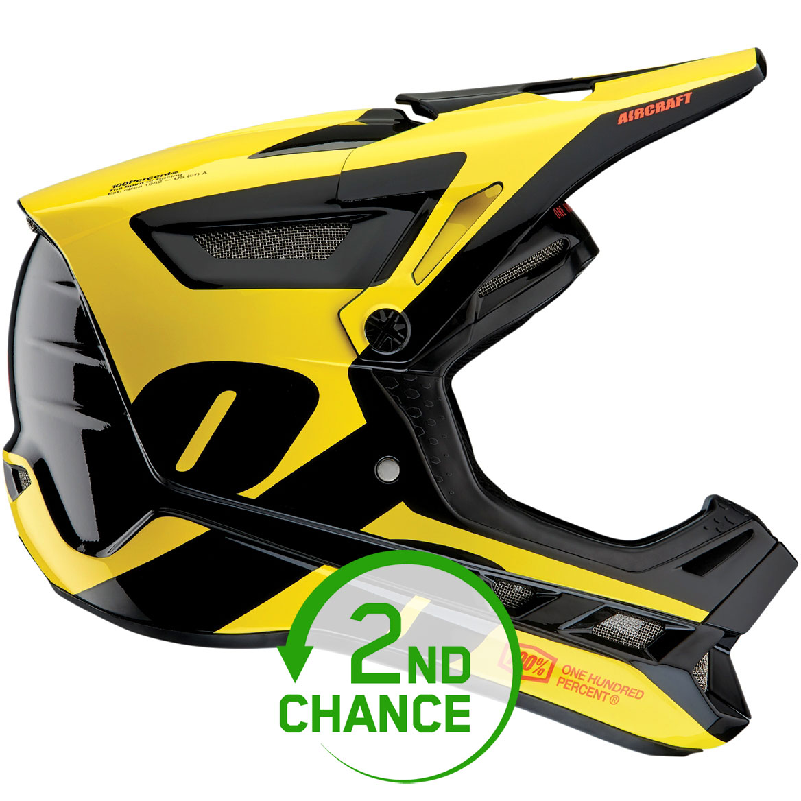 Produktbild von 100% Aircraft Composite Helm - Ltd Neon Yellow - B-Ware