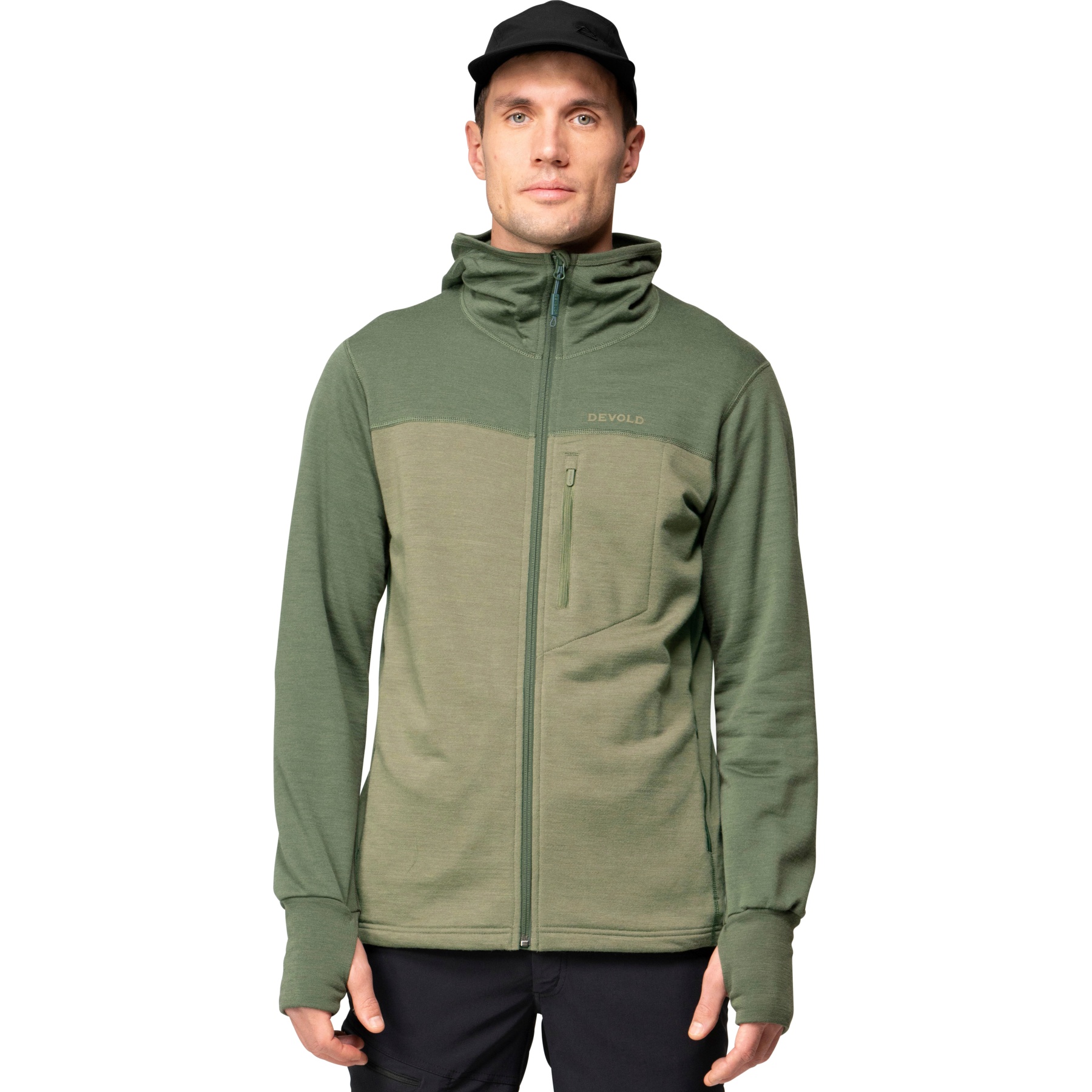 Immagine prodotto da Devold Giacca con Cappuccio Uomo - Explorer Merino - 421C Forest/Lichen