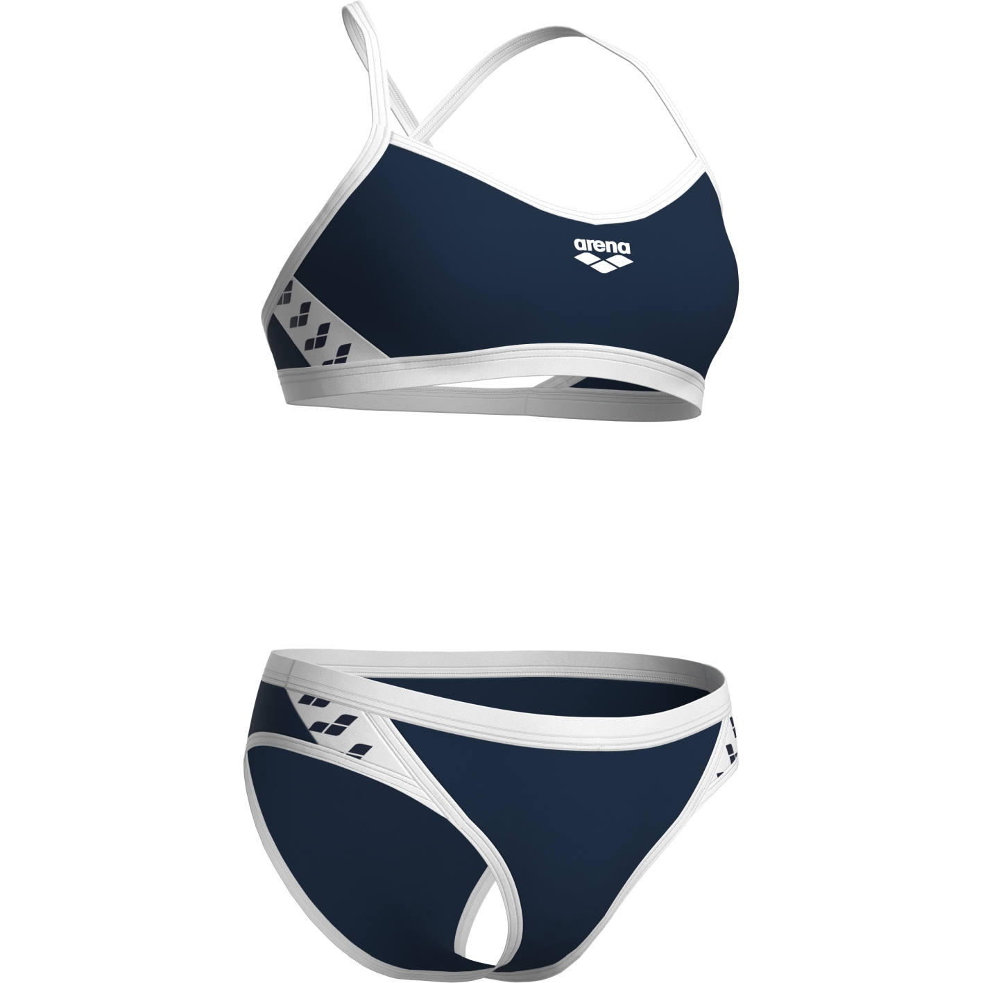 arena Performance Icons Solid Cross Back Bikini Women - Navy/White