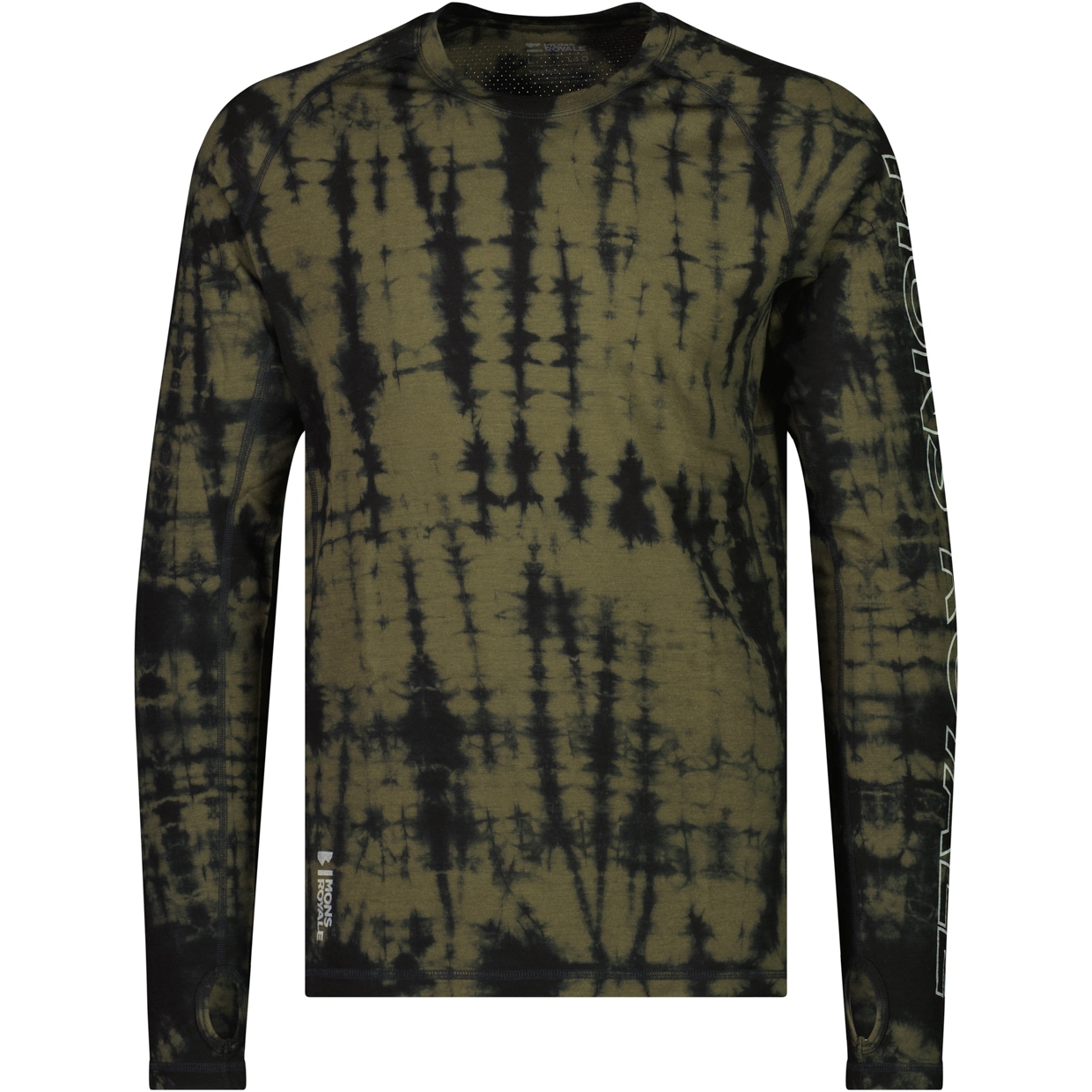 Picture of Mons Royale Temple Merino Air-Con Long Sleeve Men - olive tie dye