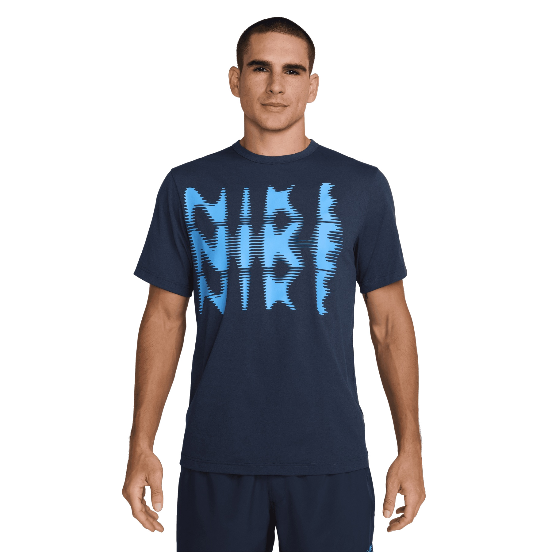 Мужской топ для фитнеса Nike Dri-FIT UV Hyverse Swoosh с коротким рукавом - синий/черный HJ3074-437