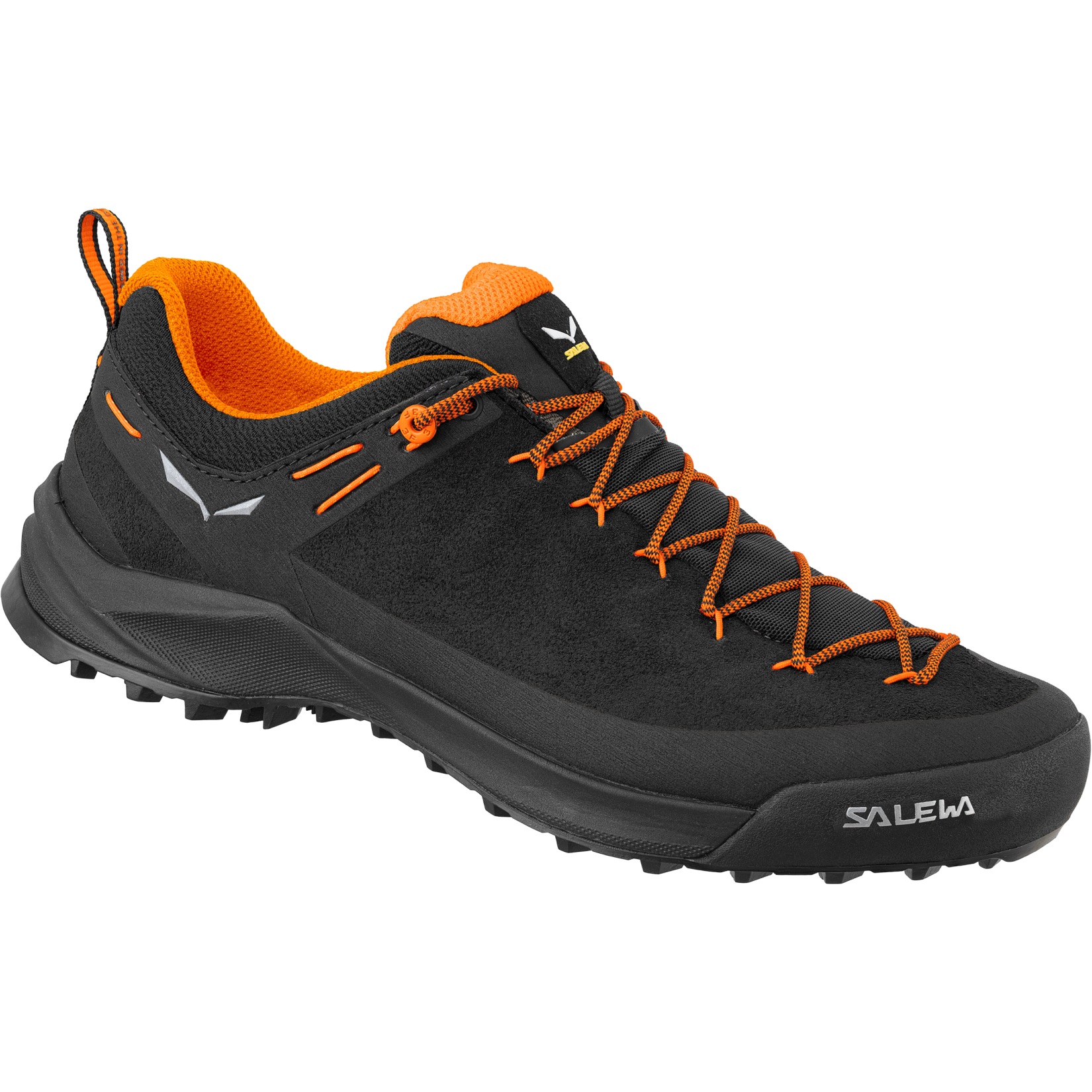 Image of Salewa Wildfire Leather Approach Shoes - black/fluo orange 0938