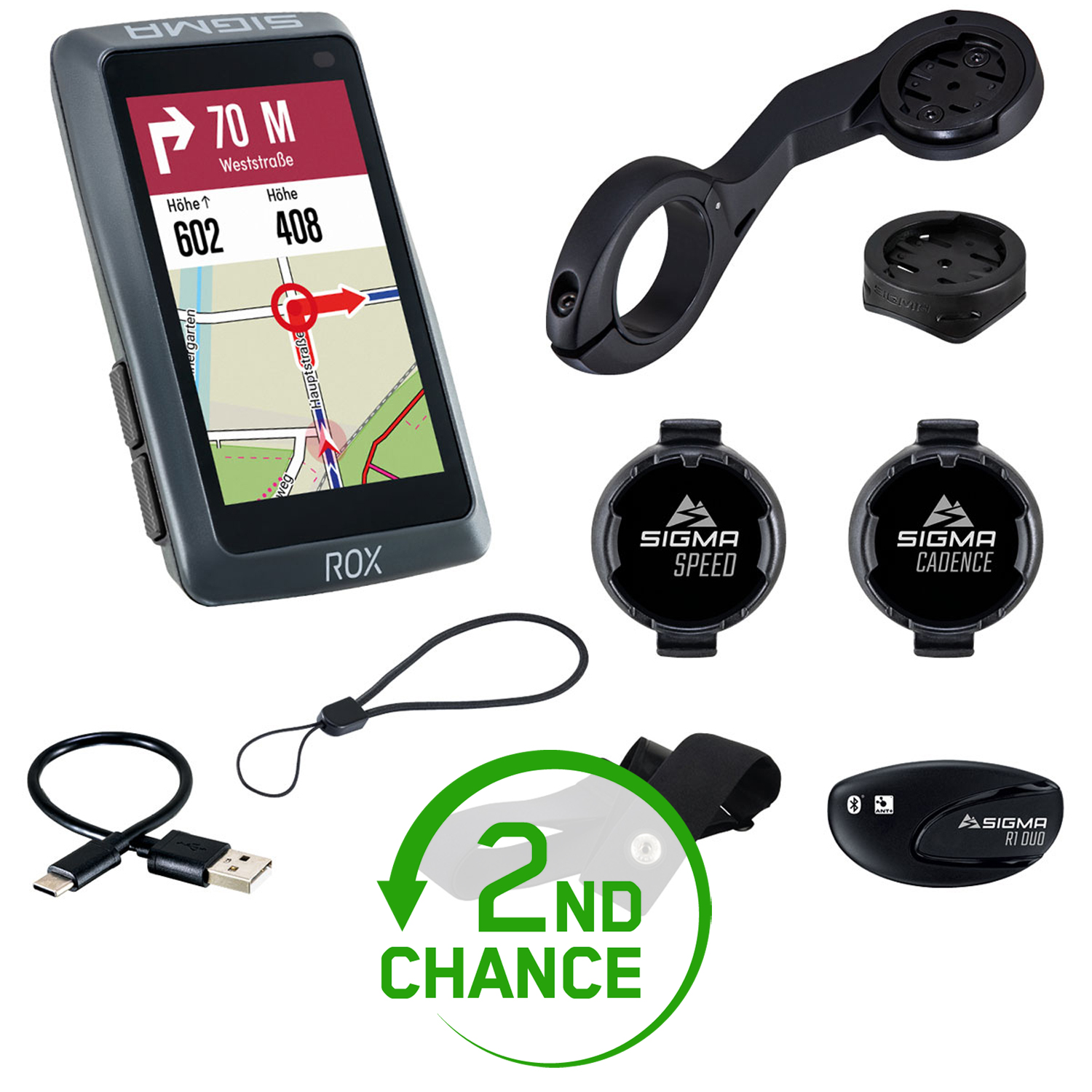 Picture of SIGMA ROX 12.1 EVO - GPS Cycle Computer - Sensor Set - night grey - 2nd Choice