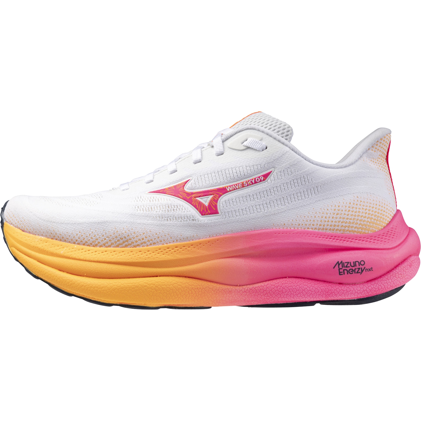 Productfoto van Mizuno Wave Sky 9 Hardloopschoenen Unisex - Wit/Tang Orange/Pink Tetra