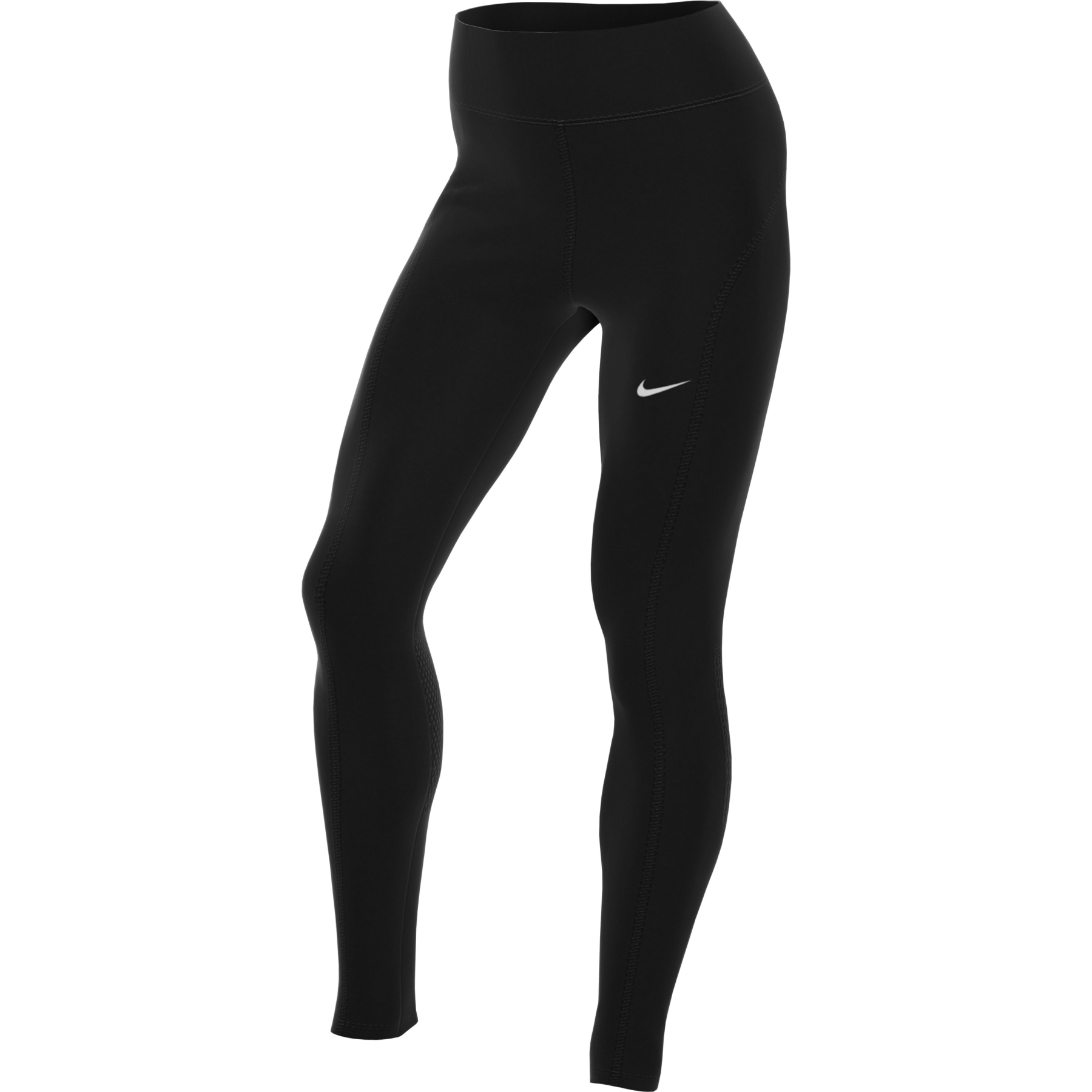 Produktbild von Nike Epic Fast Lauf-Leggings mit halbhohem Bund für Damen - schwarz/reflective silver CZ9240-010
