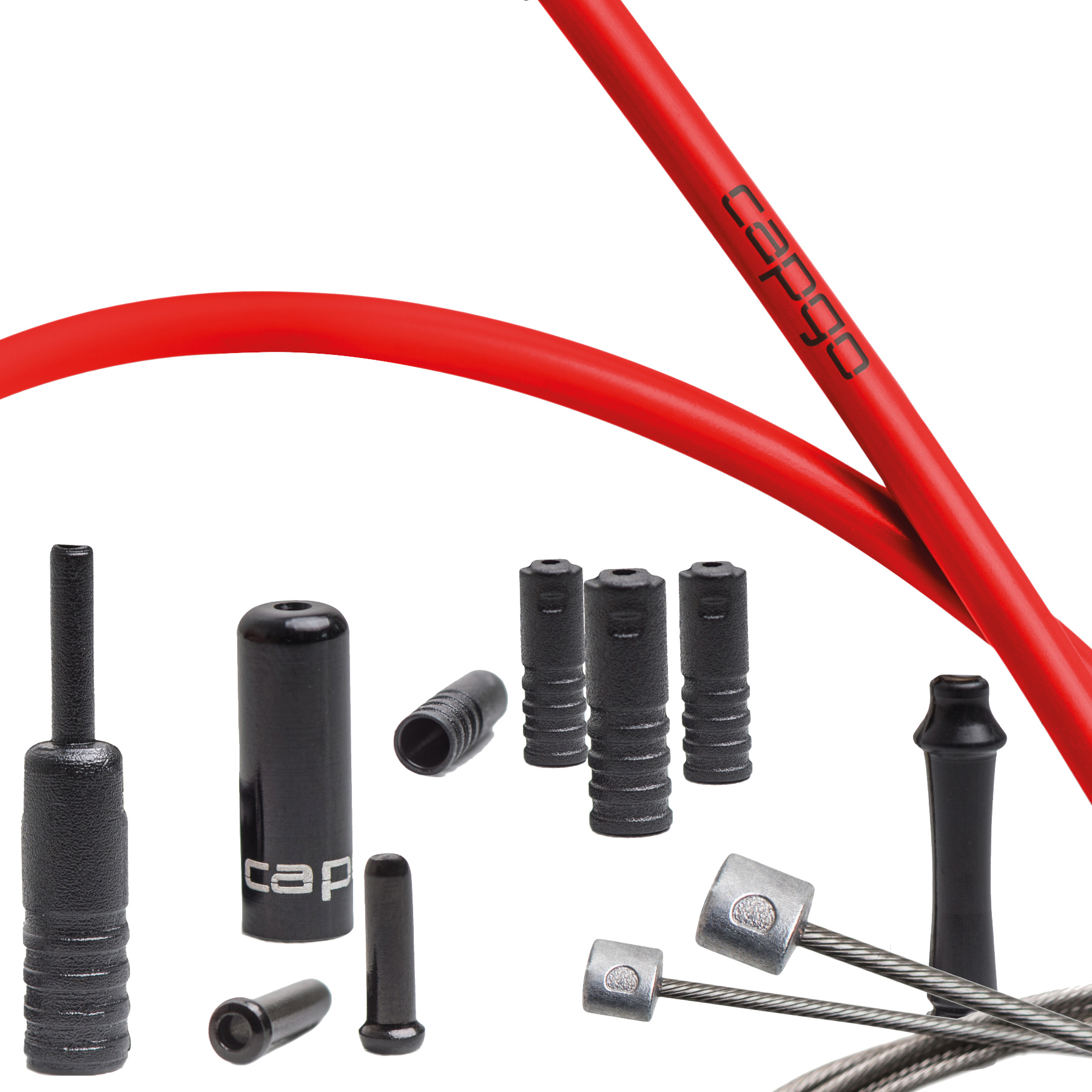 Image of capgo Blue Line Shift Cable Set - Stainless Steel - PTFE - Shimano/SRAM - red