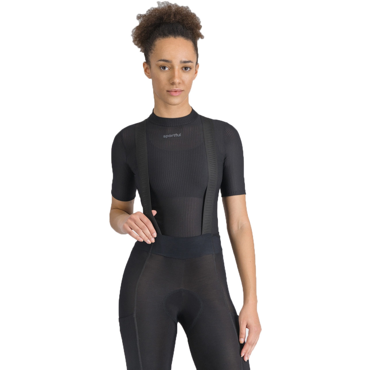 Спортивная зимняя многослойная футболка женская - 002 Black черный