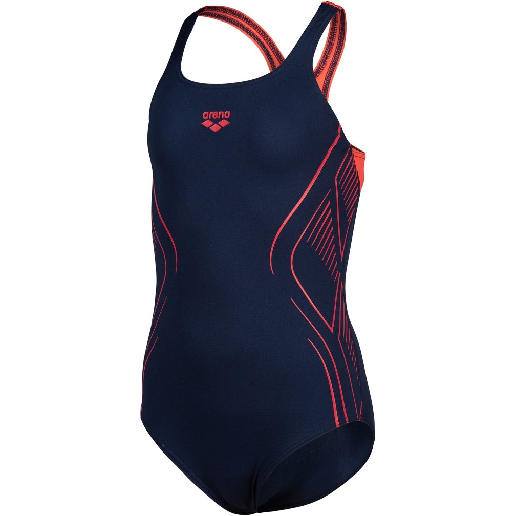 Picture of arena Performance Reflecting Swim Pro Back Swimsuit Girls - Navy/Bright Coral