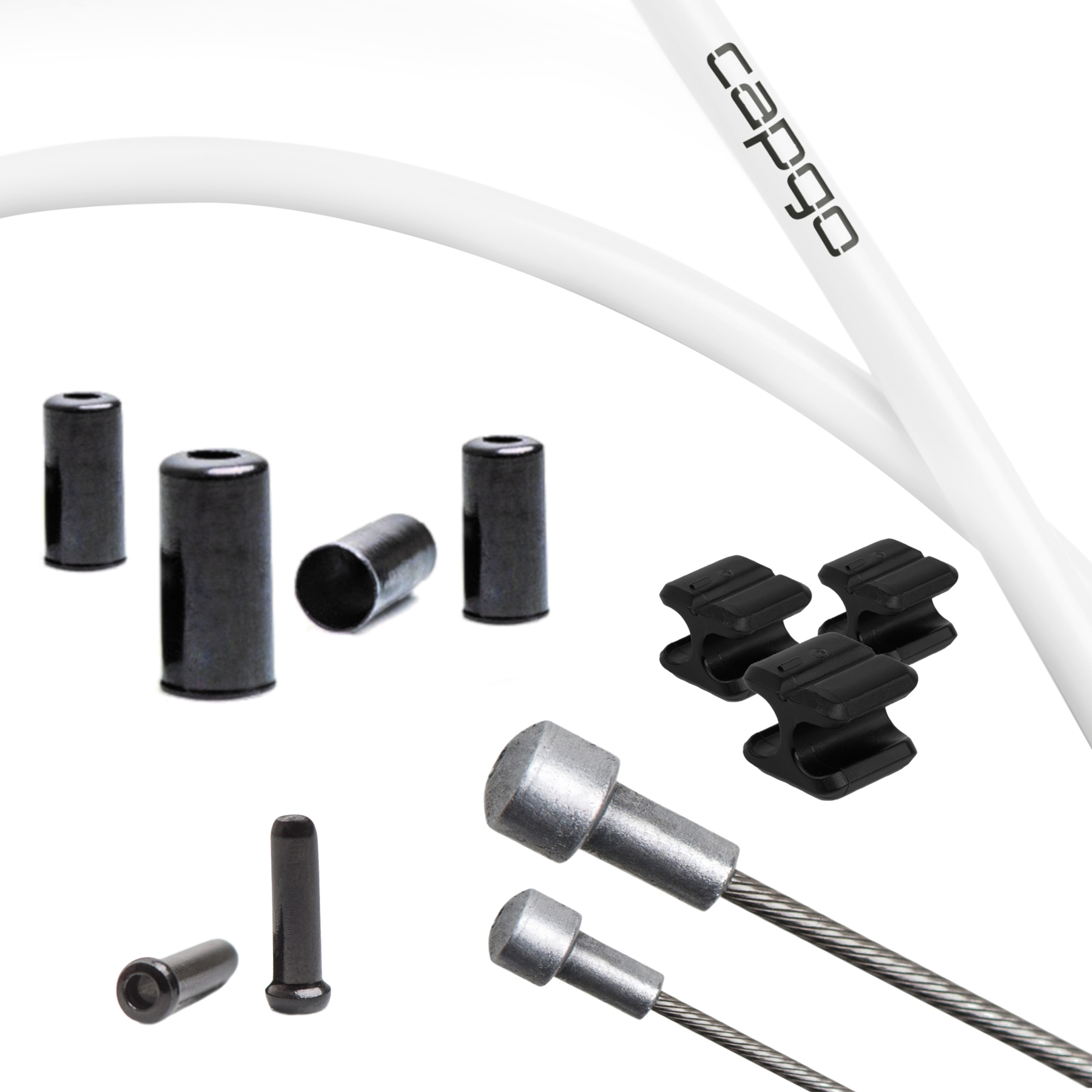 Picture of capgo Brake Cable Set - Blue Line | PTFE - Road (Campagnolo) | white
