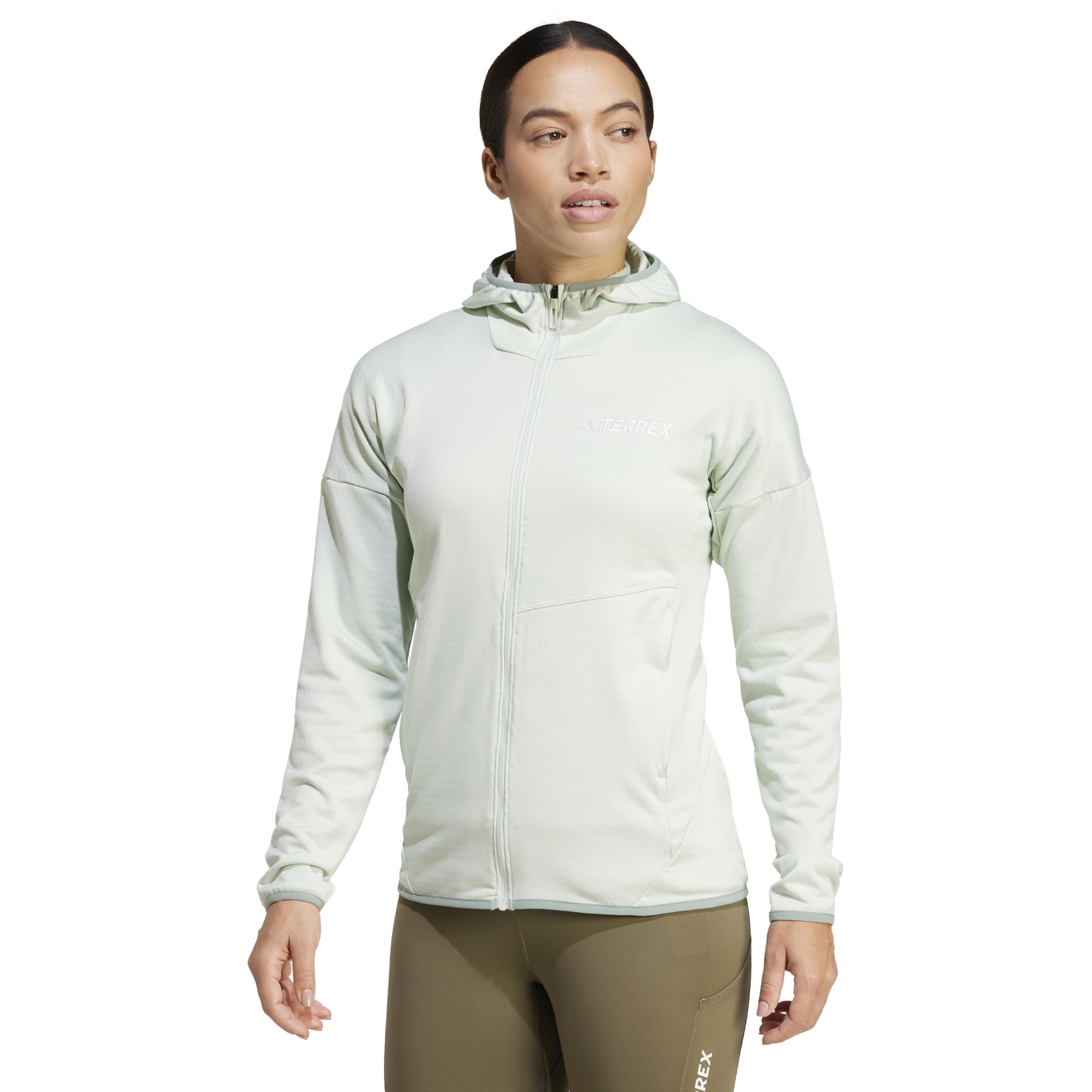 Picture of adidas TERREX Xperior Light Fleece Hooded Jacket Women - linen green JD2113