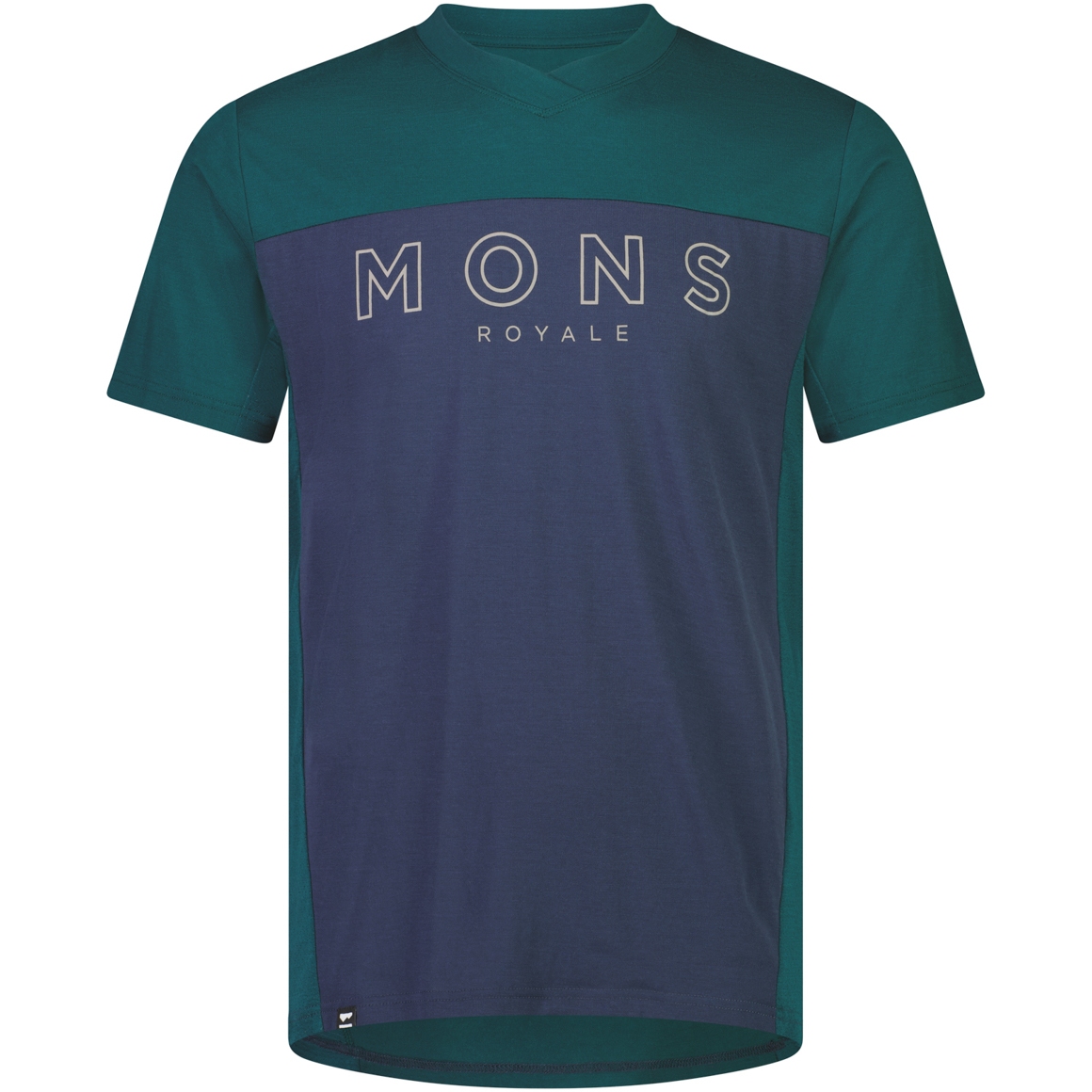 Picture of Mons Royale Redwood Merino Air-Con V T-Shirt Men - evergreen / midnight