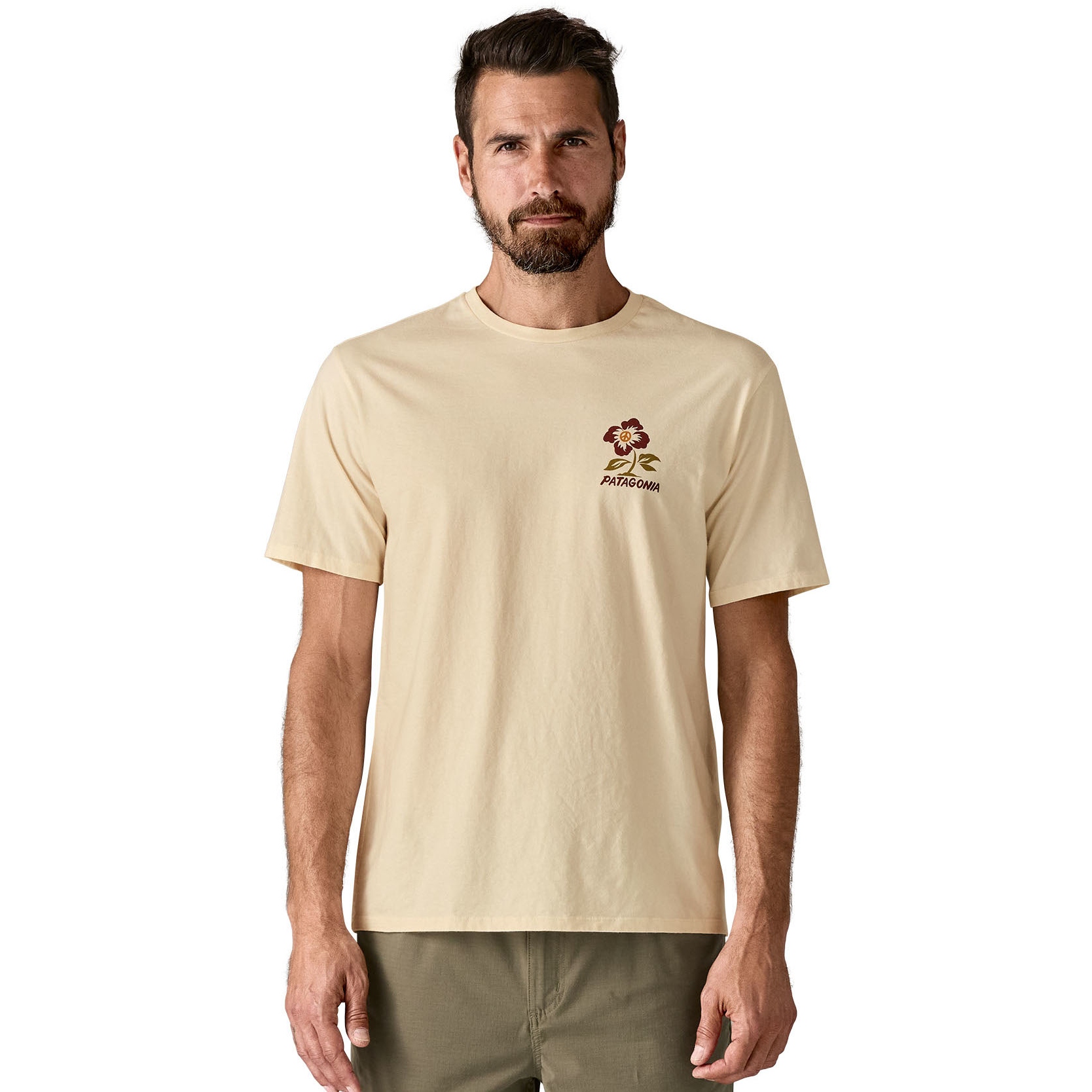 Мужская футболка Patagonia Balance Organic - Peace Seeds: Неокрашенный натуральный беж