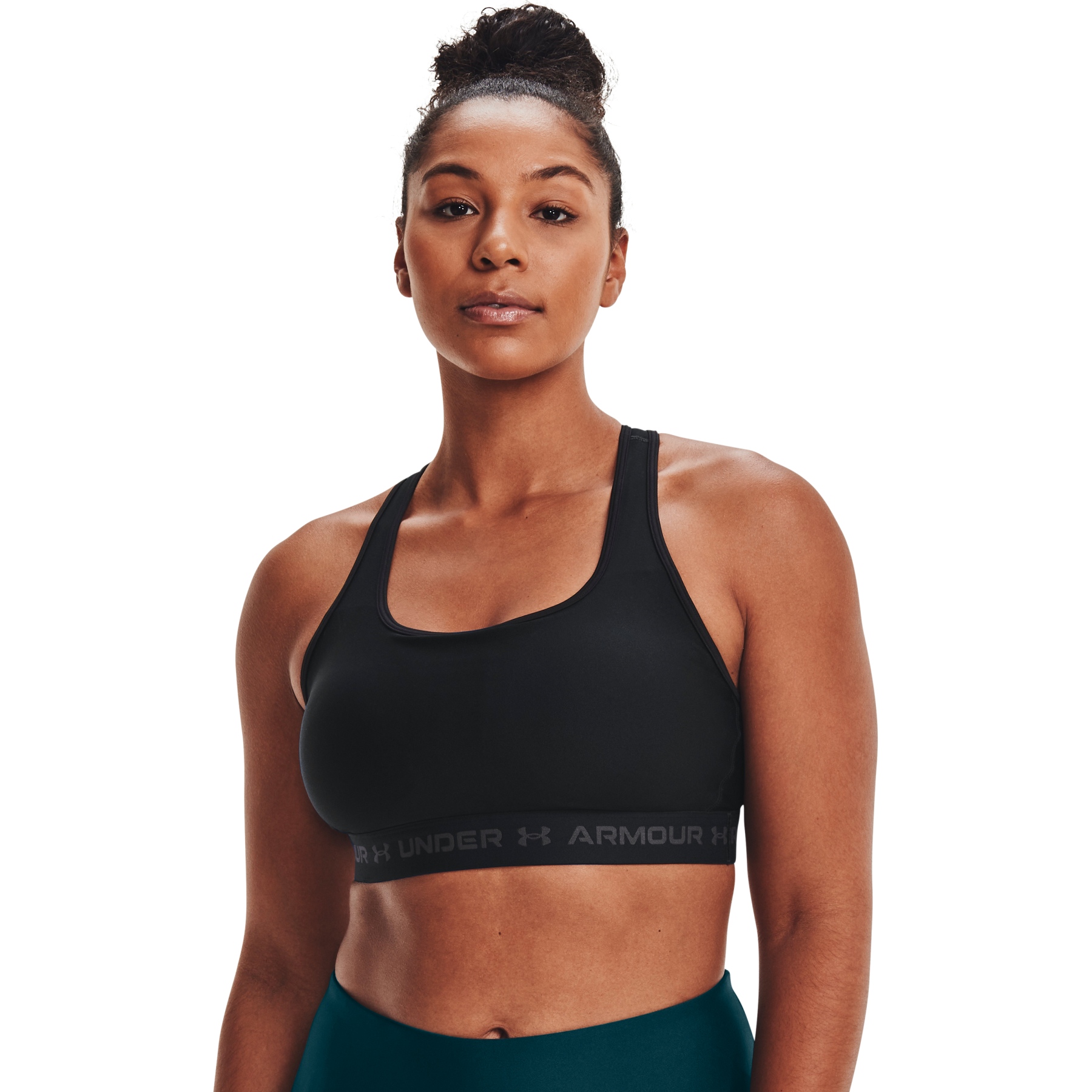 Picture of Under Armour Women&#039;s Armour® Mid Crossback Sports Bra - Black/Black/Jet Gray