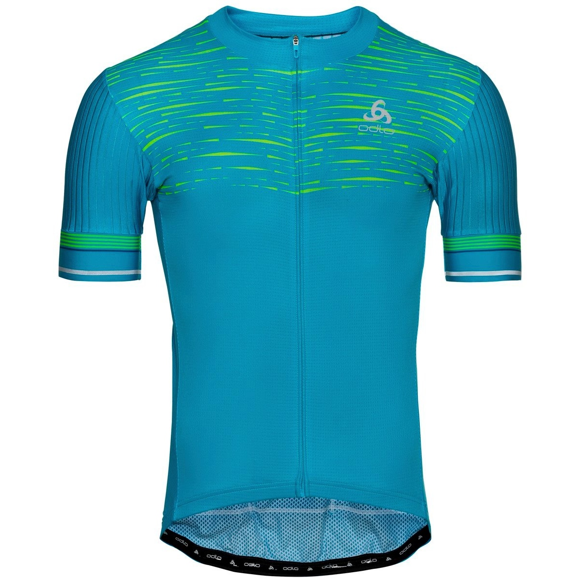 Odlo Men's ZEROWEIGHT CERAMICOOL PRO Full-Zip Short-Sleeve Cycling Jersey -  horizon blue - graphic