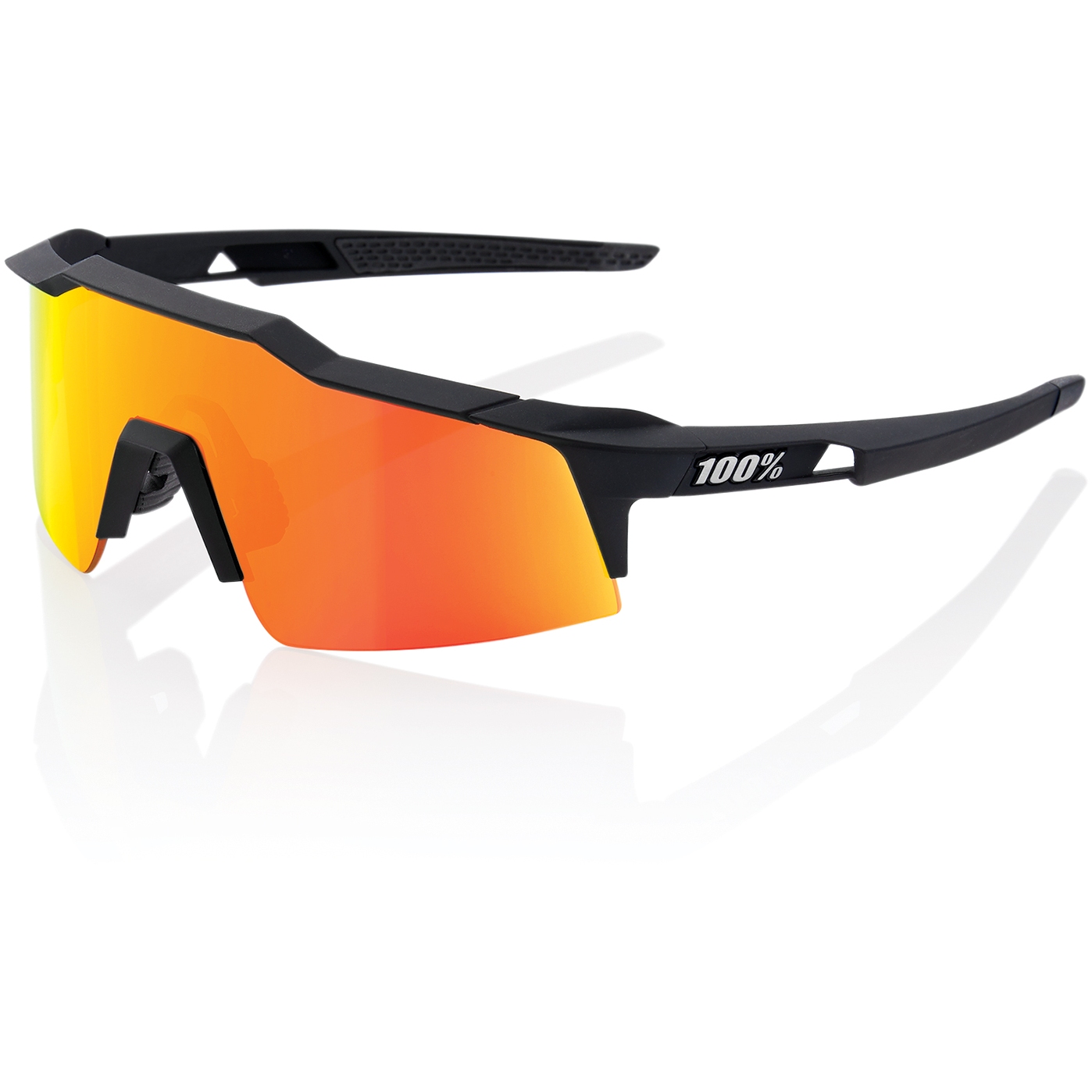 Image of 100% Speedcraft SL Glasses - HiPER Mirror Lens - Soft Tact Black / Red Multilayer + Clear