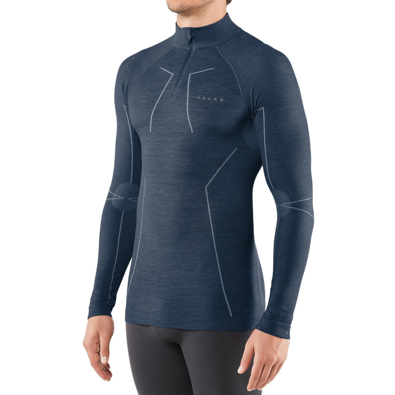 Image of Falke Wool-Tech Comfort Half-Zip Longsleeve Shirt - space blue 6116