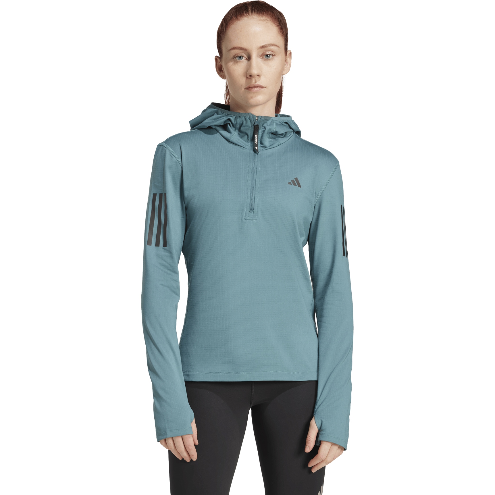 женская утепленная толстовка на молнии adidas Own The Run - preloved teal JW9651