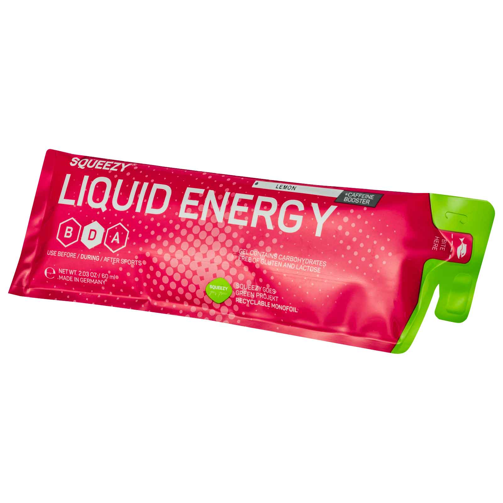 Productfoto van Squeezy Liquid Energy - Koolhydraatgel + Cafeïne - 4x60ml