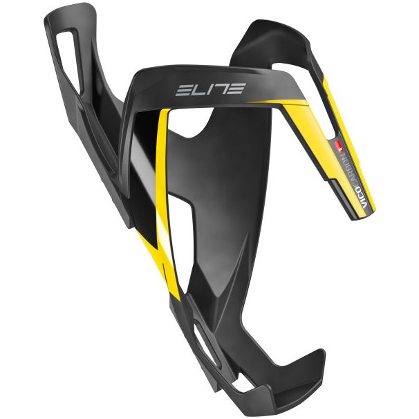 Image of Elite Vico Carbon 20 Bottle Cage - mat/yellow graphic