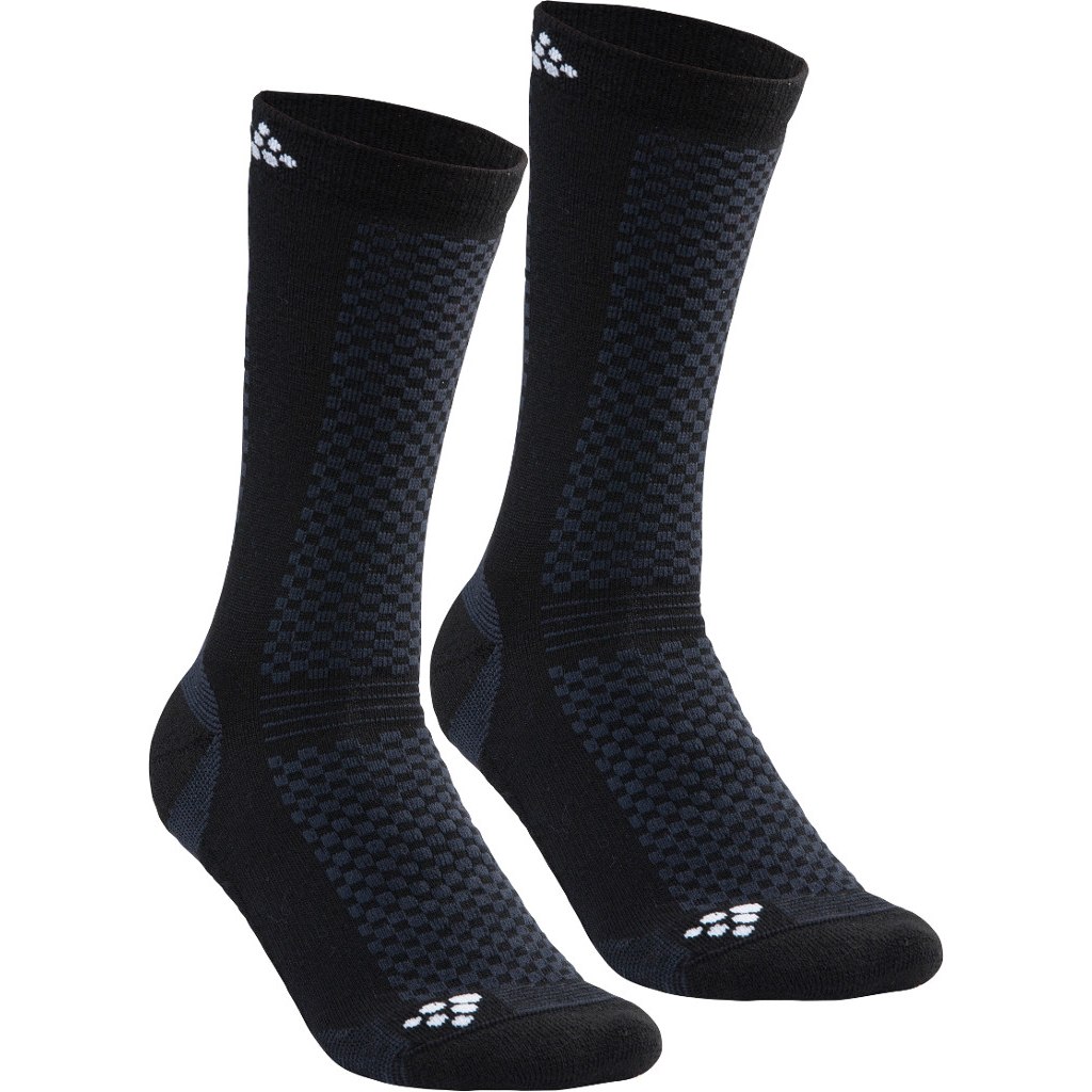 Picture of CRAFT Warm Mid 2-Pack Socks - Black/White