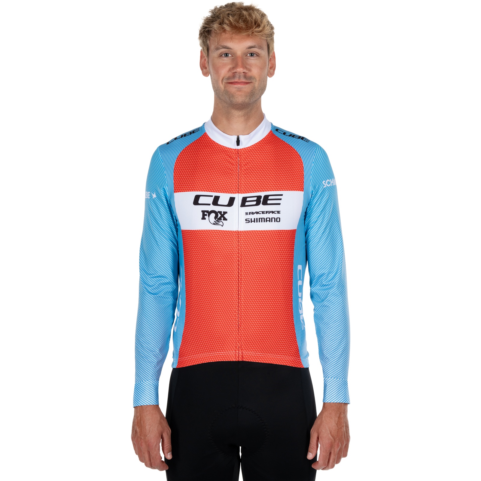 Produktbild von CUBE X Factory Racing Road/XC Langarmtrikot Herren - blue´n´orange