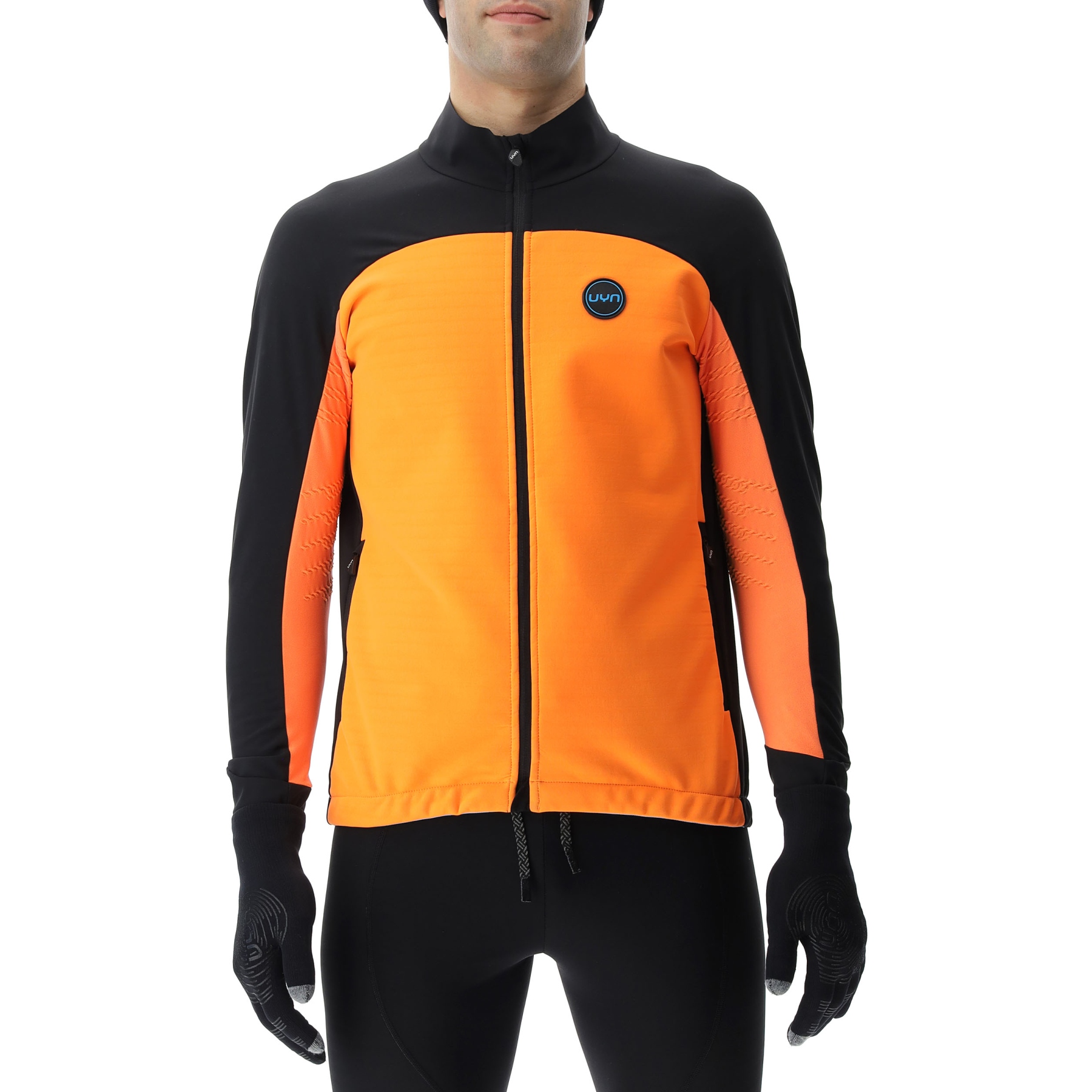 Image of UYN Cross Country Skiing Coreshell Jacket - Orange Fluo/Black/Turquoise