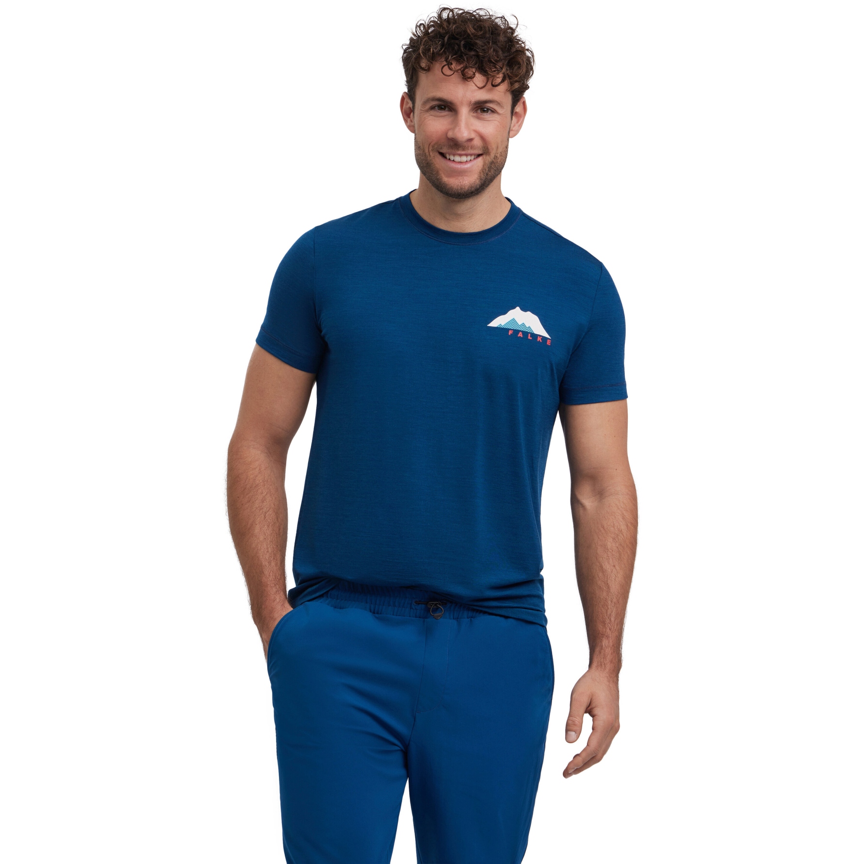 Мужская футболка из натуральной шерсти Falke TK - blue pond 6598