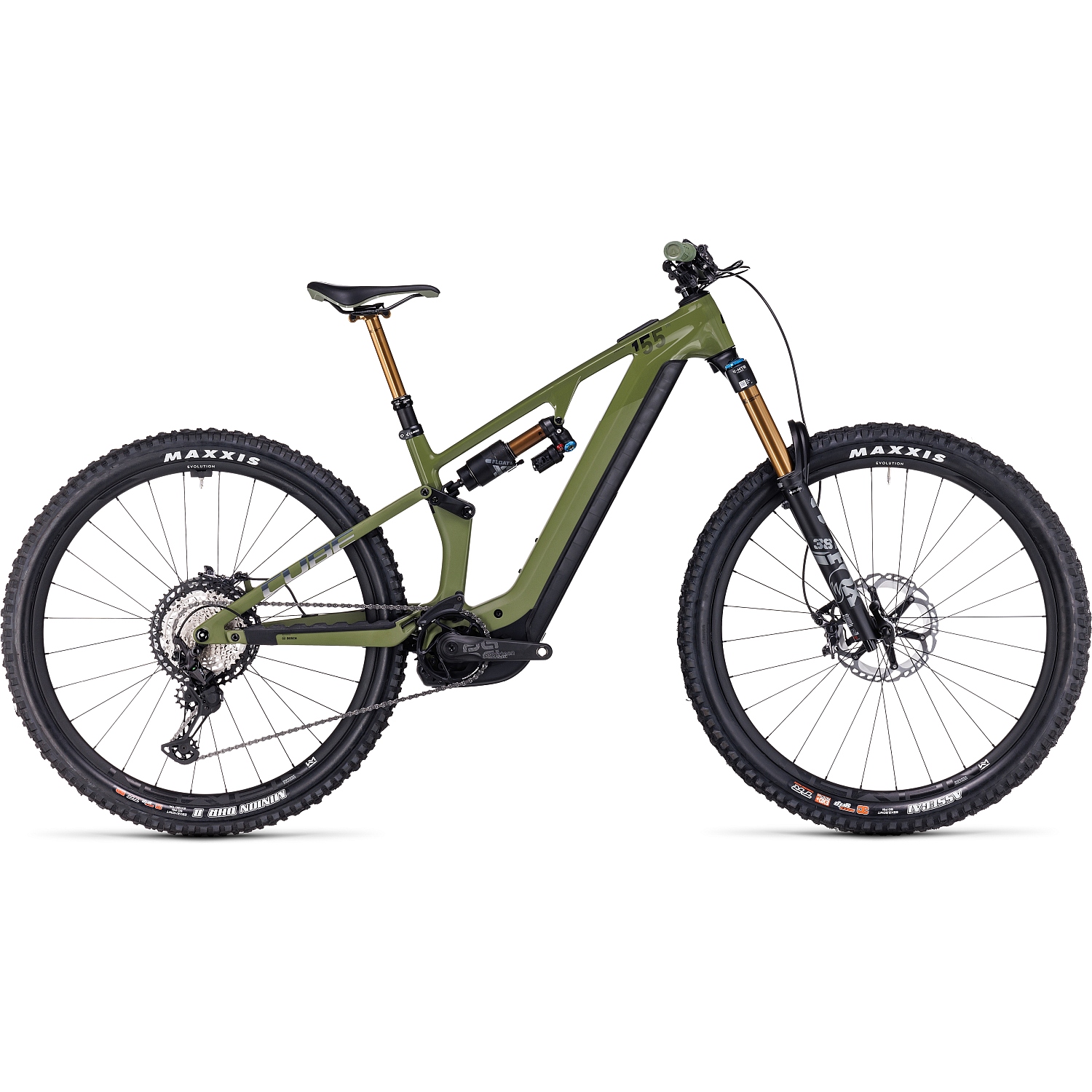 Picture of CUBE STEREO HYBRID ONE55 C:68X TM 750 - 29&quot; Carbon Electric Mountainbike - 2024 - olive / chrome
