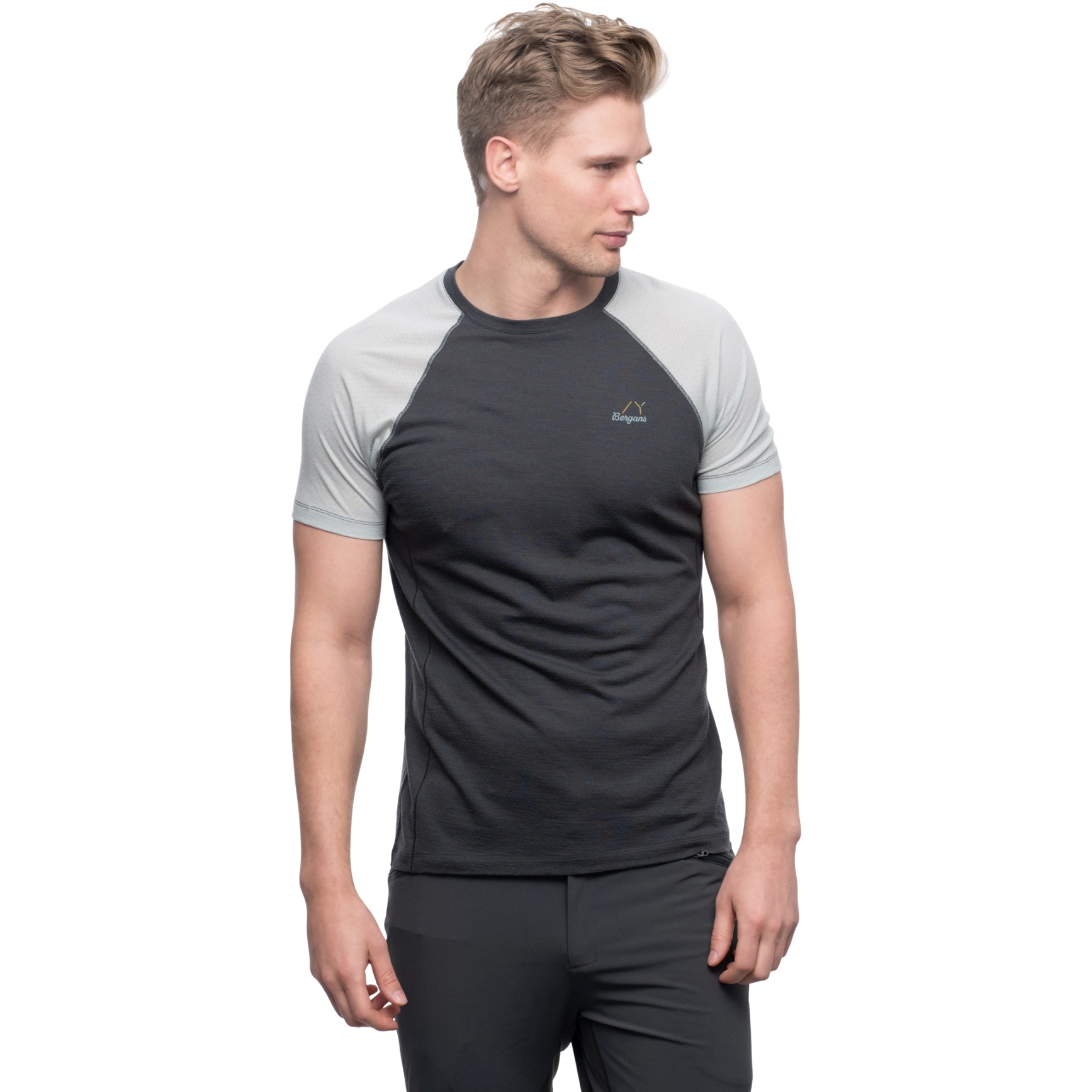 Productfoto van Bergans Y LightLine Merino T-Shirt Heren - dark shadow grey/pearl grey