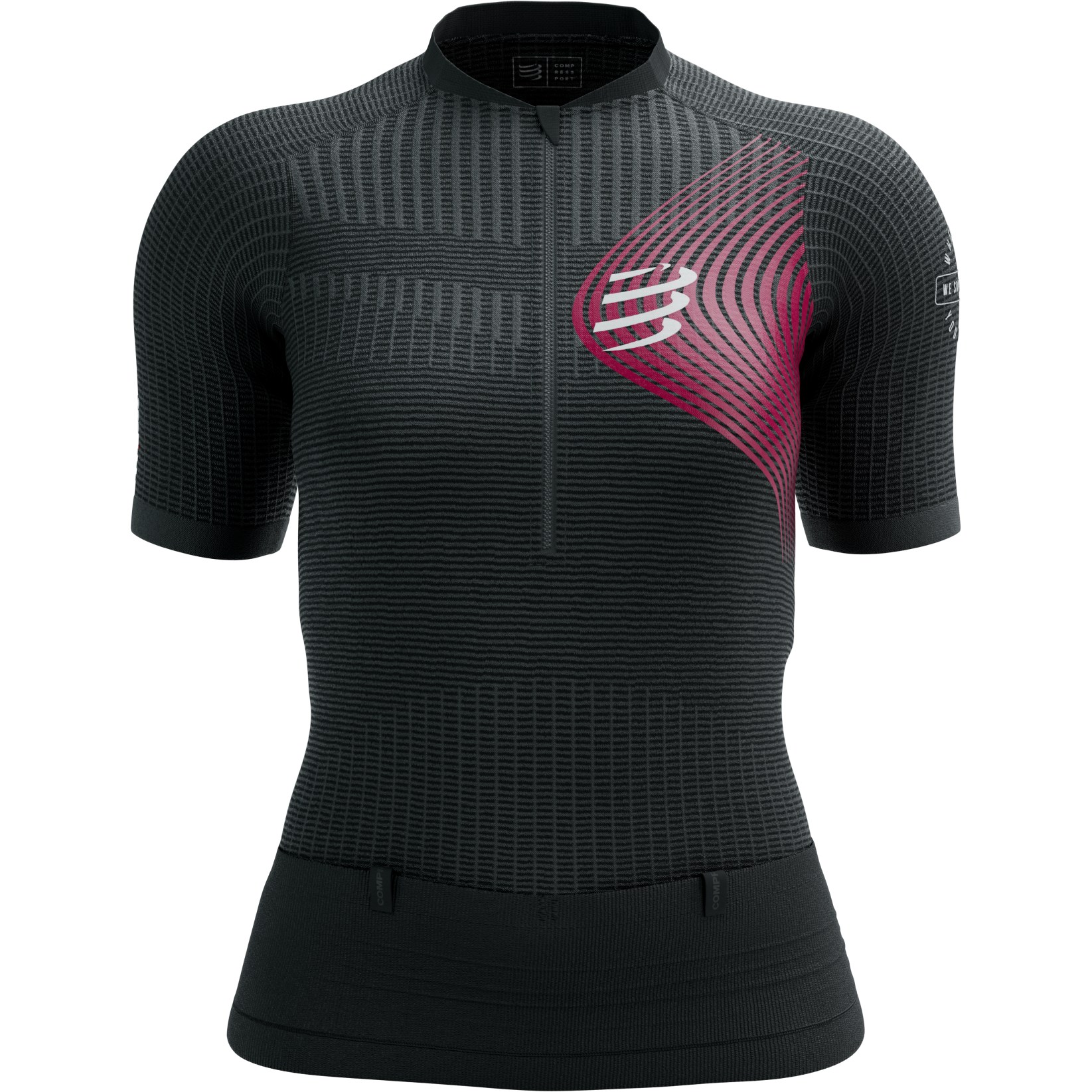 Picture of Compressport Trail Postural Short Sleeve Top Women - black/persian red
