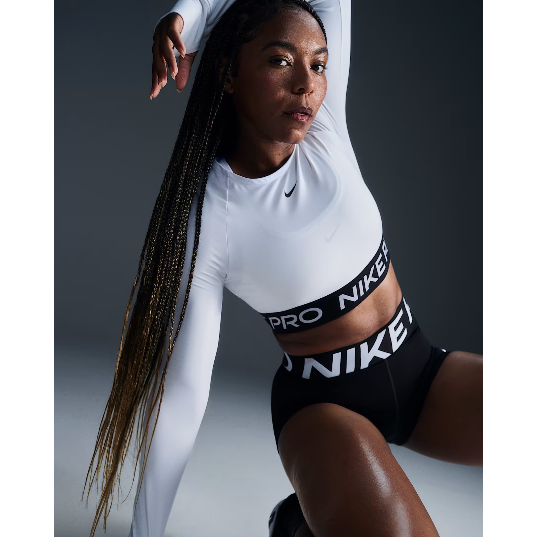 nike pro white shorts womens