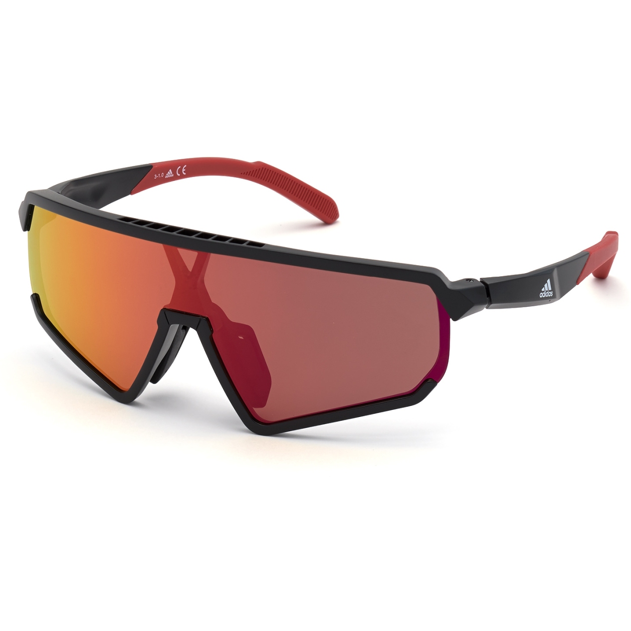Picture of adidas Sp0017 Injected Sport Sunglasses - Shiny Black / Contrast Mirror Red