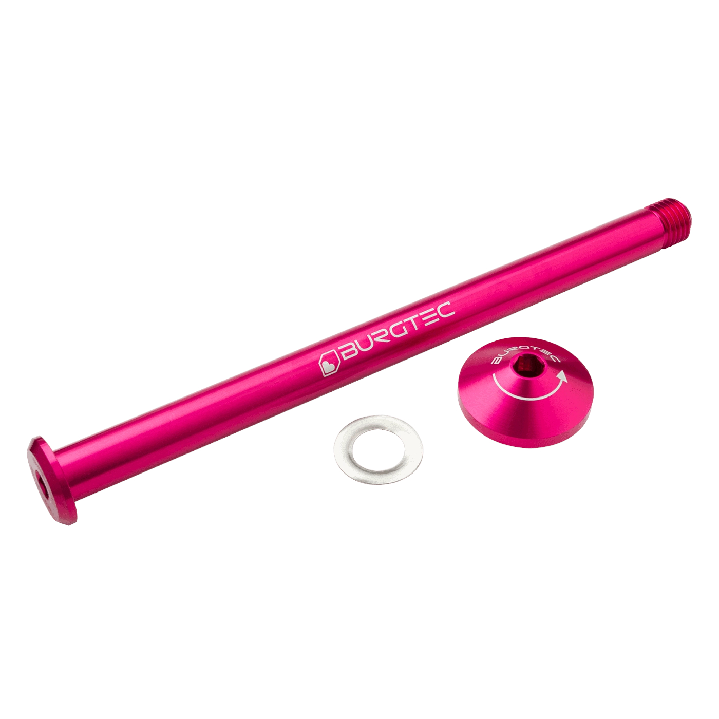 Image of Burgtec Thru Axle - 12x148mm Boost - for Yeti Rear Dropouts / 171mm - Toxic Barbie Pink