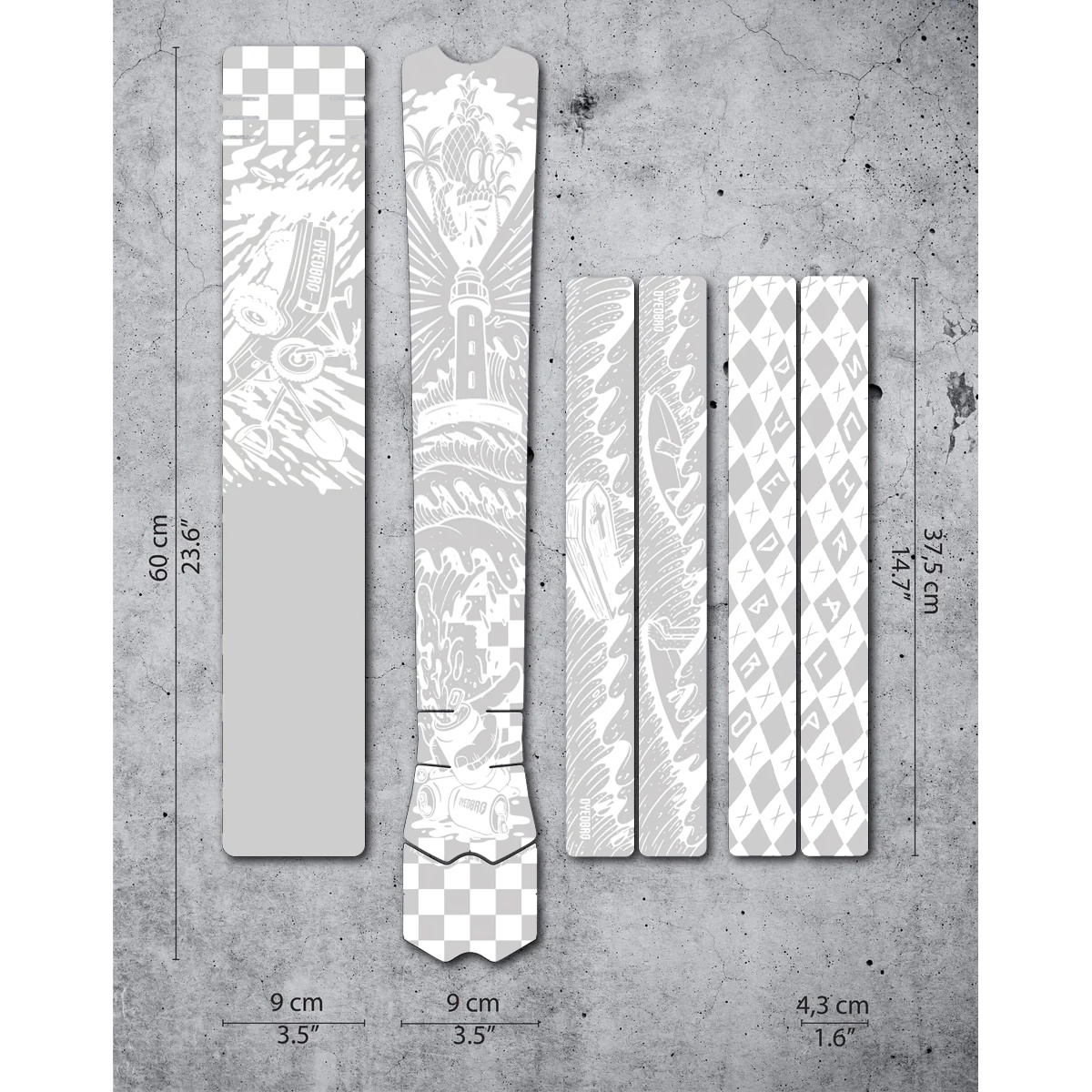 Kuva tuotteesta DYEDBRO MTB Frame Protection Kit - Surfs Up - white