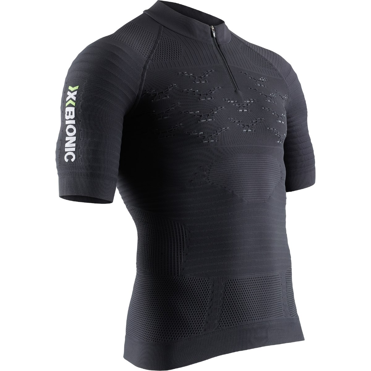 Picture of X-Bionic Effektor 4.0 Trail Run Powershirt 1/2 Zip Shortsleeve Shirt for Men - charcoal/pearl grey