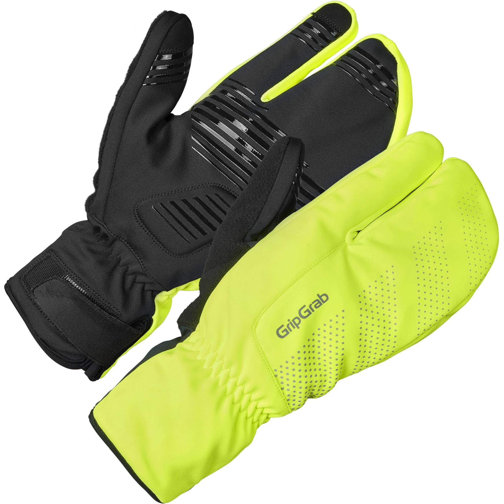 Picture of GripGrab Ride Windproof Deep Winter Lobster Gloves - yellow hi-vis