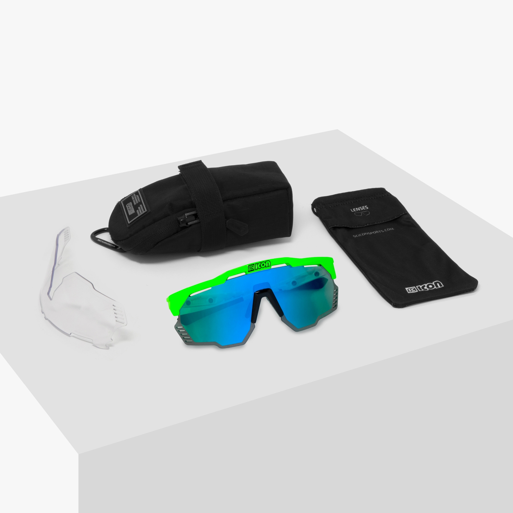 Scicon Aeroshade Kunken Glasses - Green Fluo - Multimirror Blue