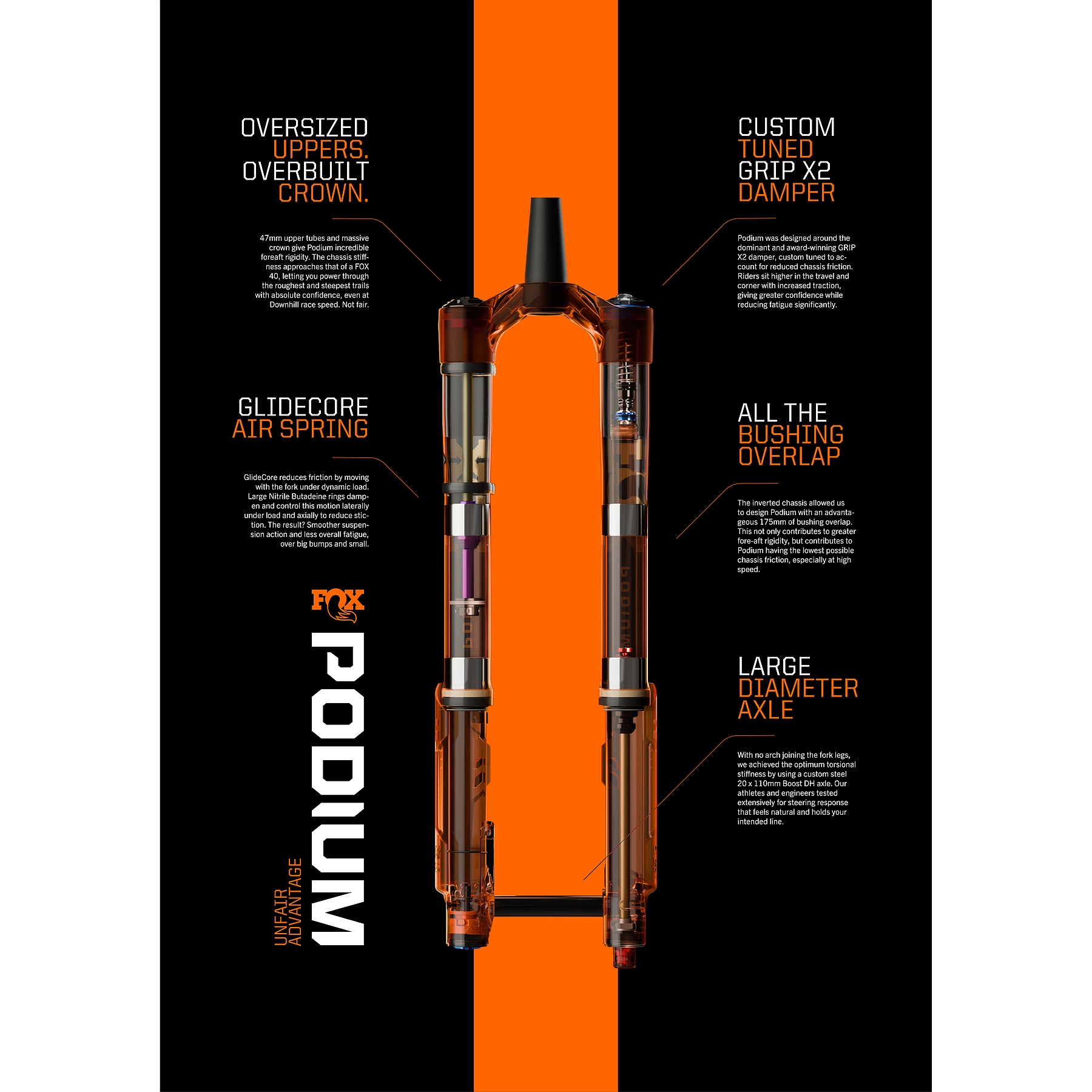FOX Fourche Suspendue - PODIUM - Factory | INV | GRIP X2 - 29