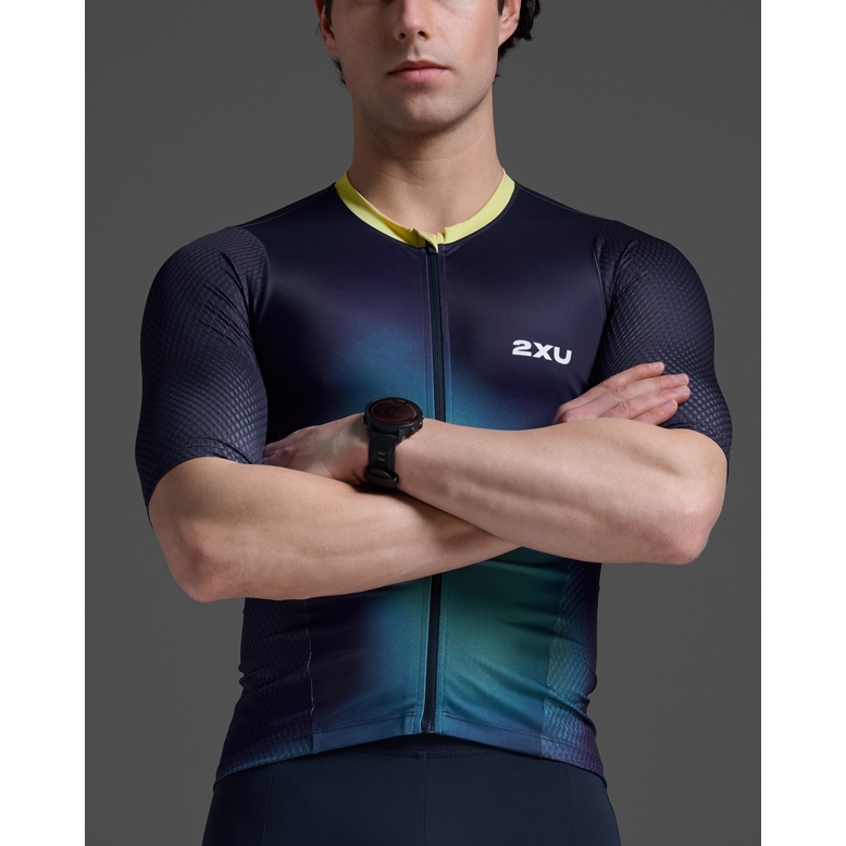 2XU Aero Hex Tri Sleeved Top Mサイズ 2XU Aero Hex Tri Sleeved Top Men - midnight/cool matcha | BIKE24