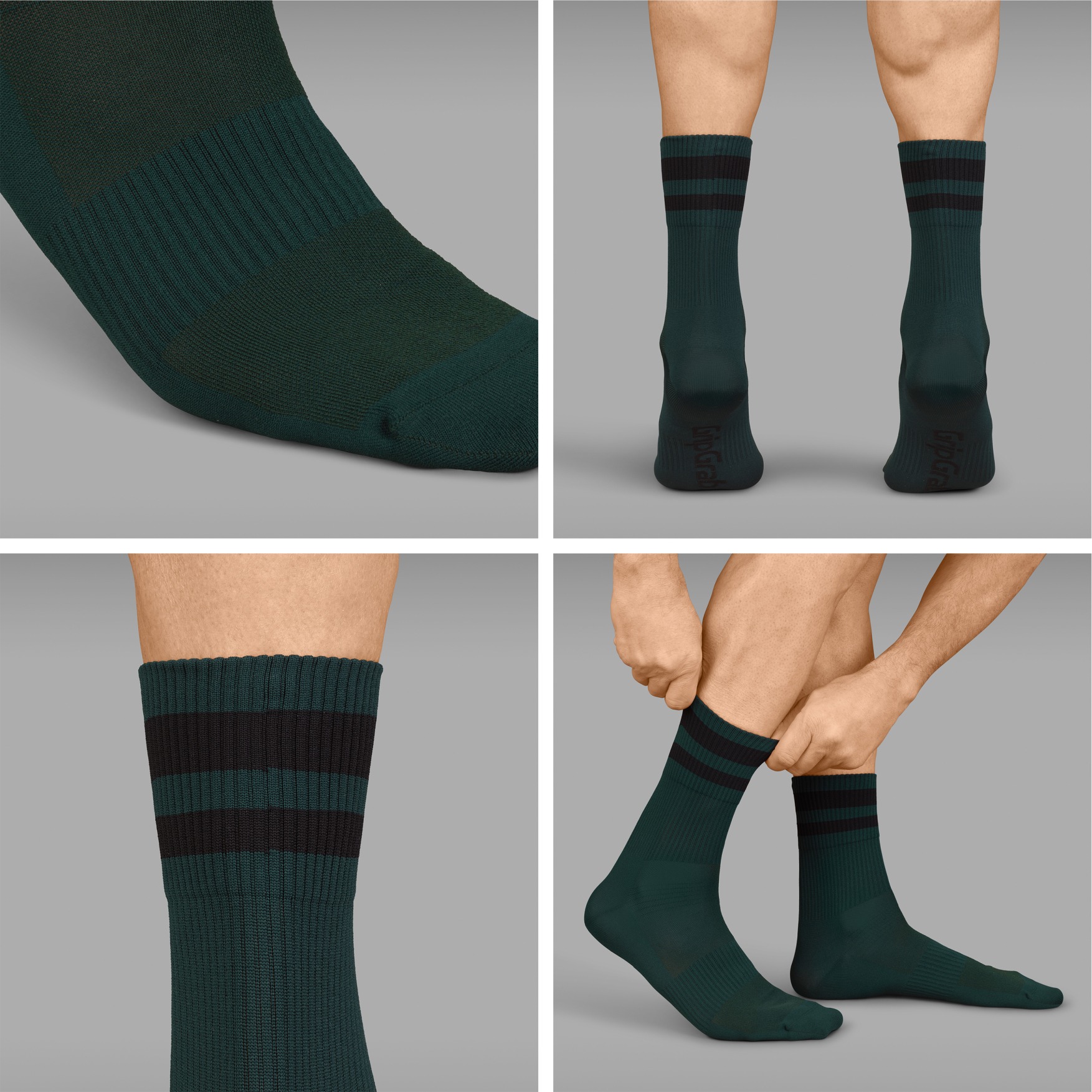 GripGrab Original Stripes Crew Socks - Green