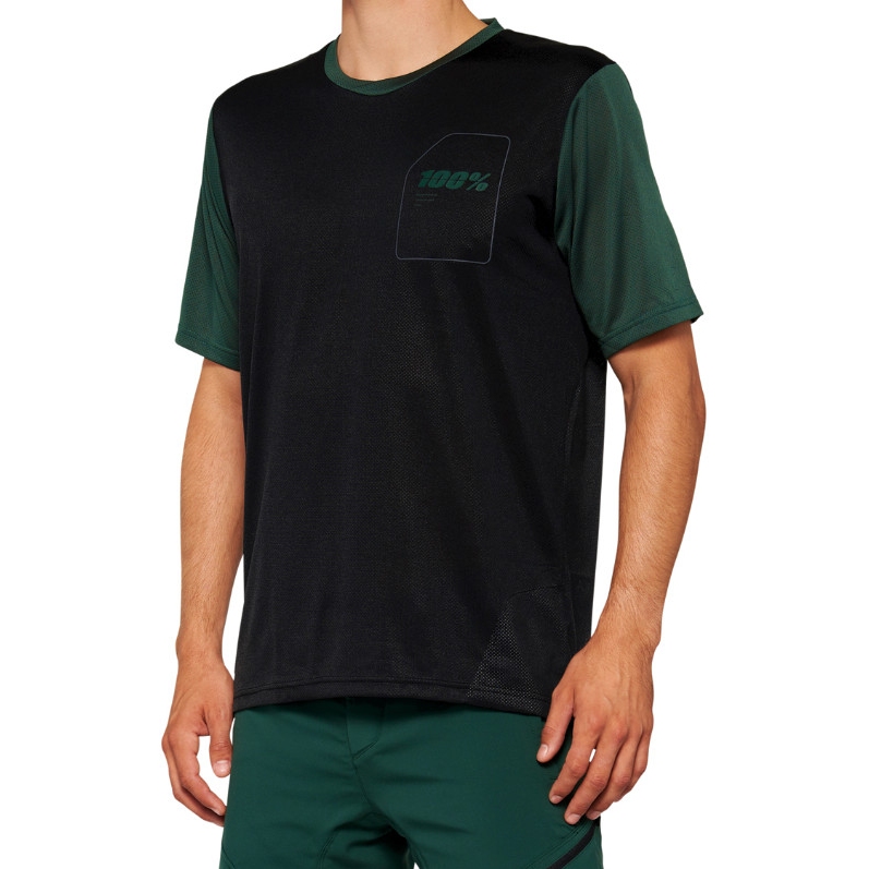 Image of 100% Ridecamp Short Sleeve Jersey - black/forest green