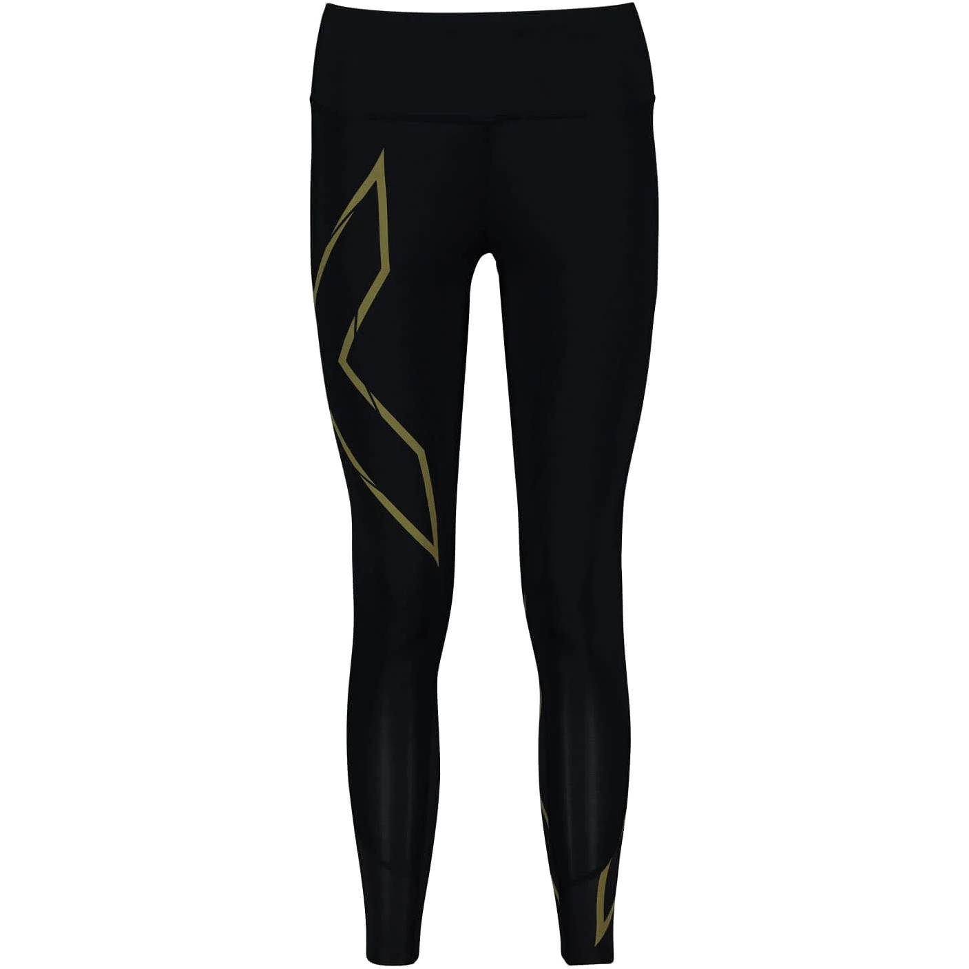Picture of 2XU Light Speed Mid-Rise Womens Compression Tights - black/gold reflective - standard
