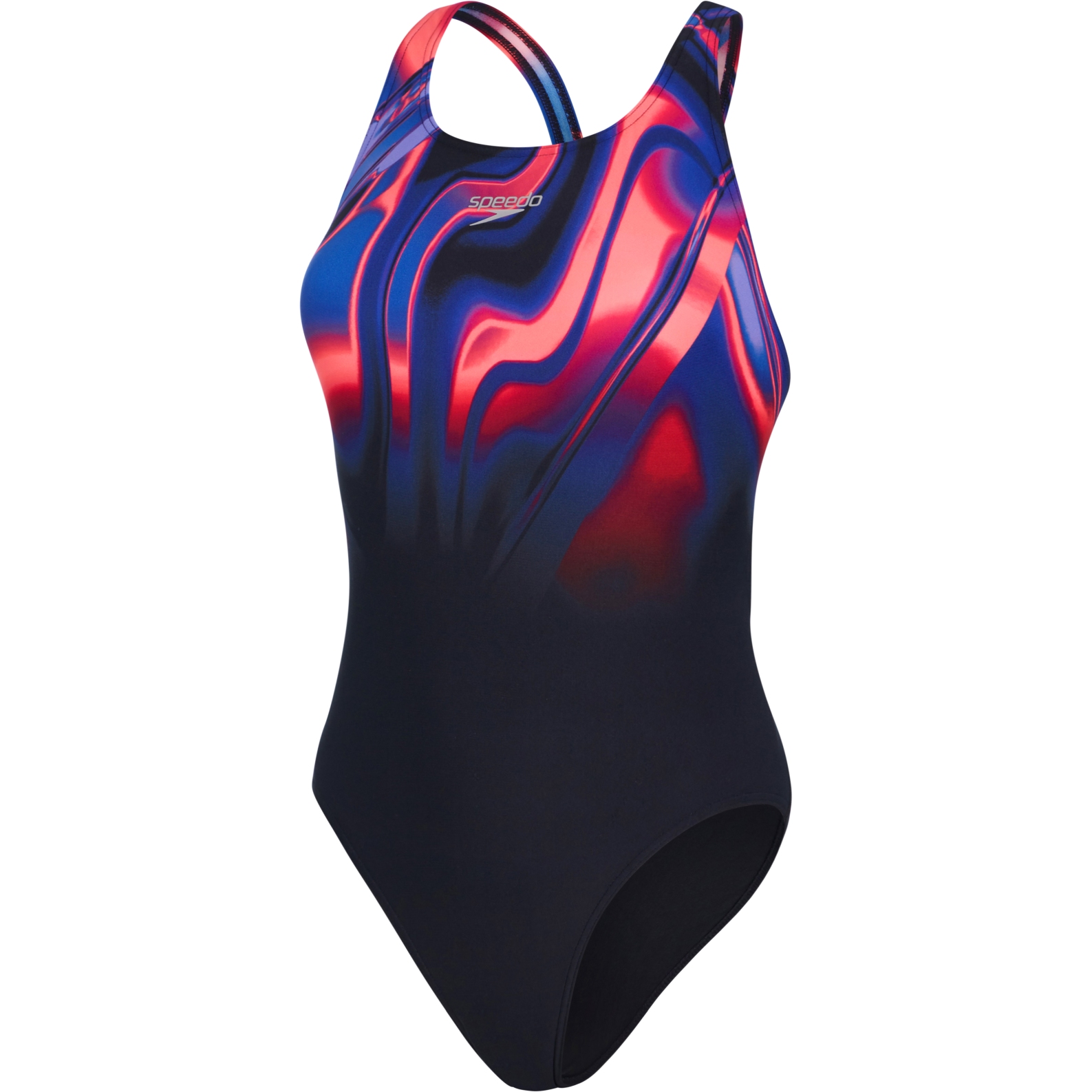 Produktbild von Speedo Placement Digital Powerback Badeanzug Damen - black/phoenix red/blue flame/ultraviolet
